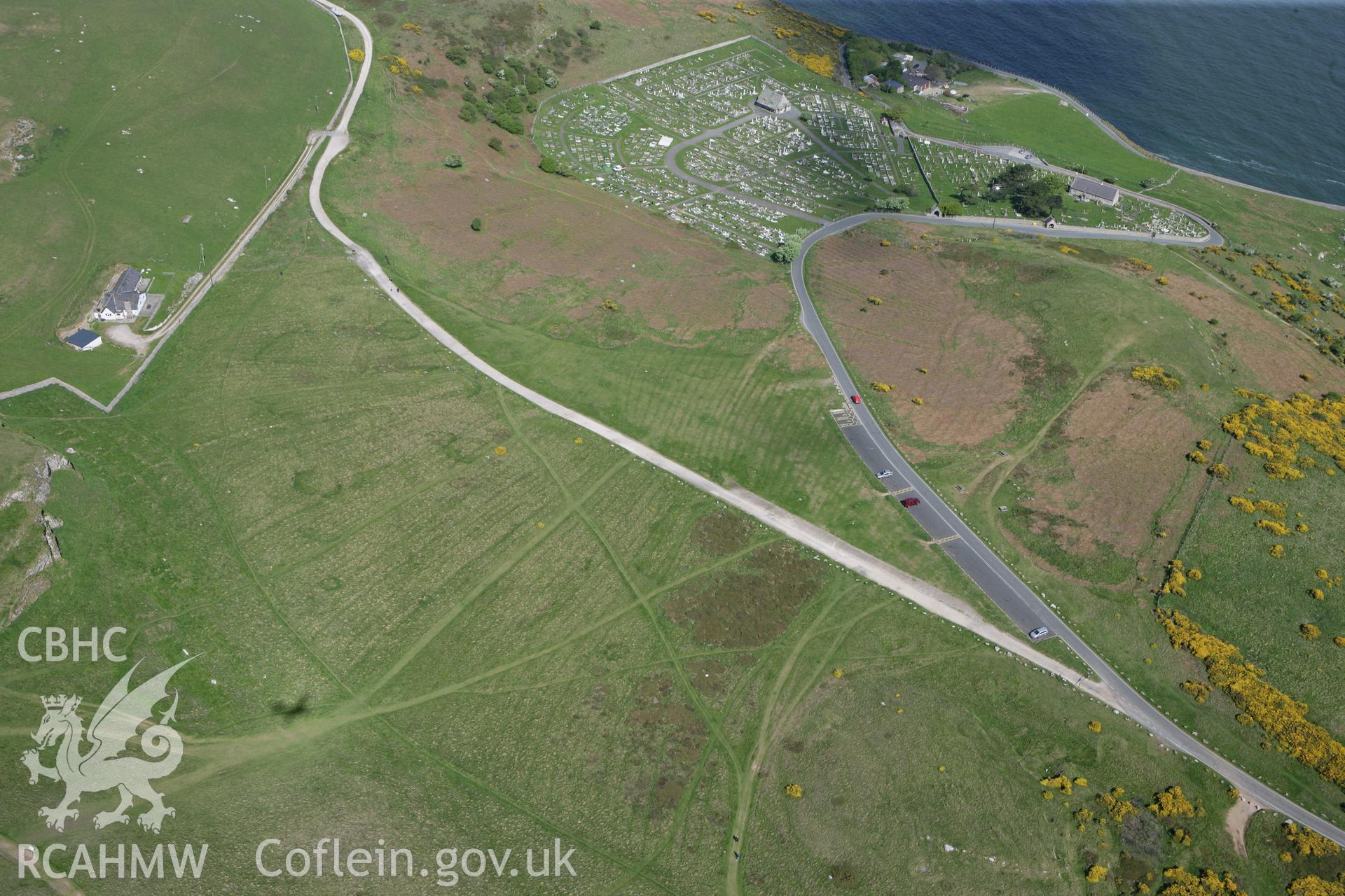 RCAHMW colour oblique photograph of Ridge and Furrow Field System, Great Orme. Taken by Toby Driver on 03/05/2011.