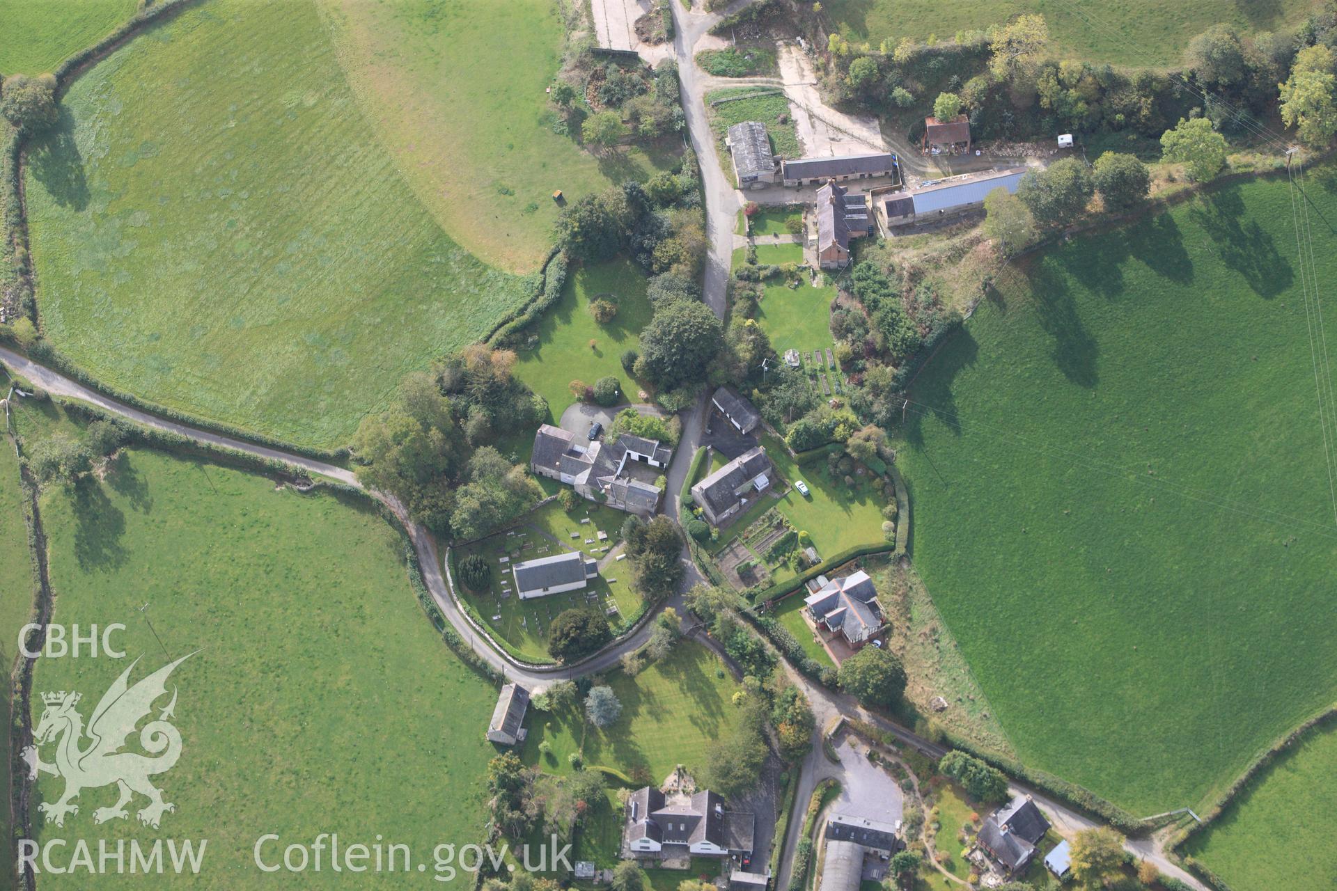 RCAHMW colour oblique photograph of St. Michael's Church, Efenechtyd. Taken by Toby Driver on 04/10/2011.