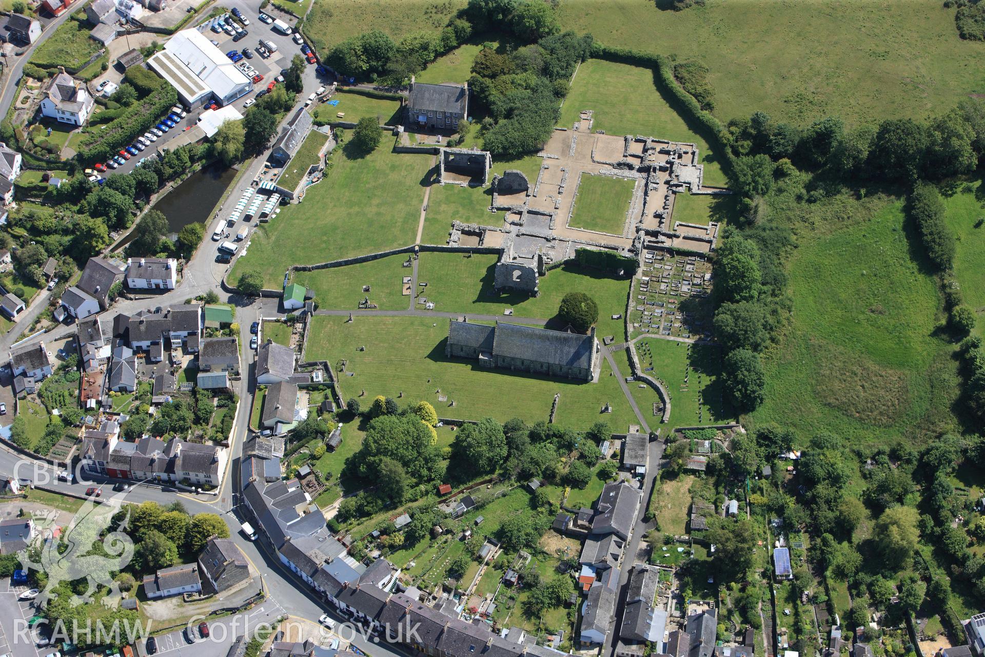 RCAHMW colour oblique photograph of St Dogmaels Abbey. Taken by Toby Driver and Oliver Davies on 28/06/2011.