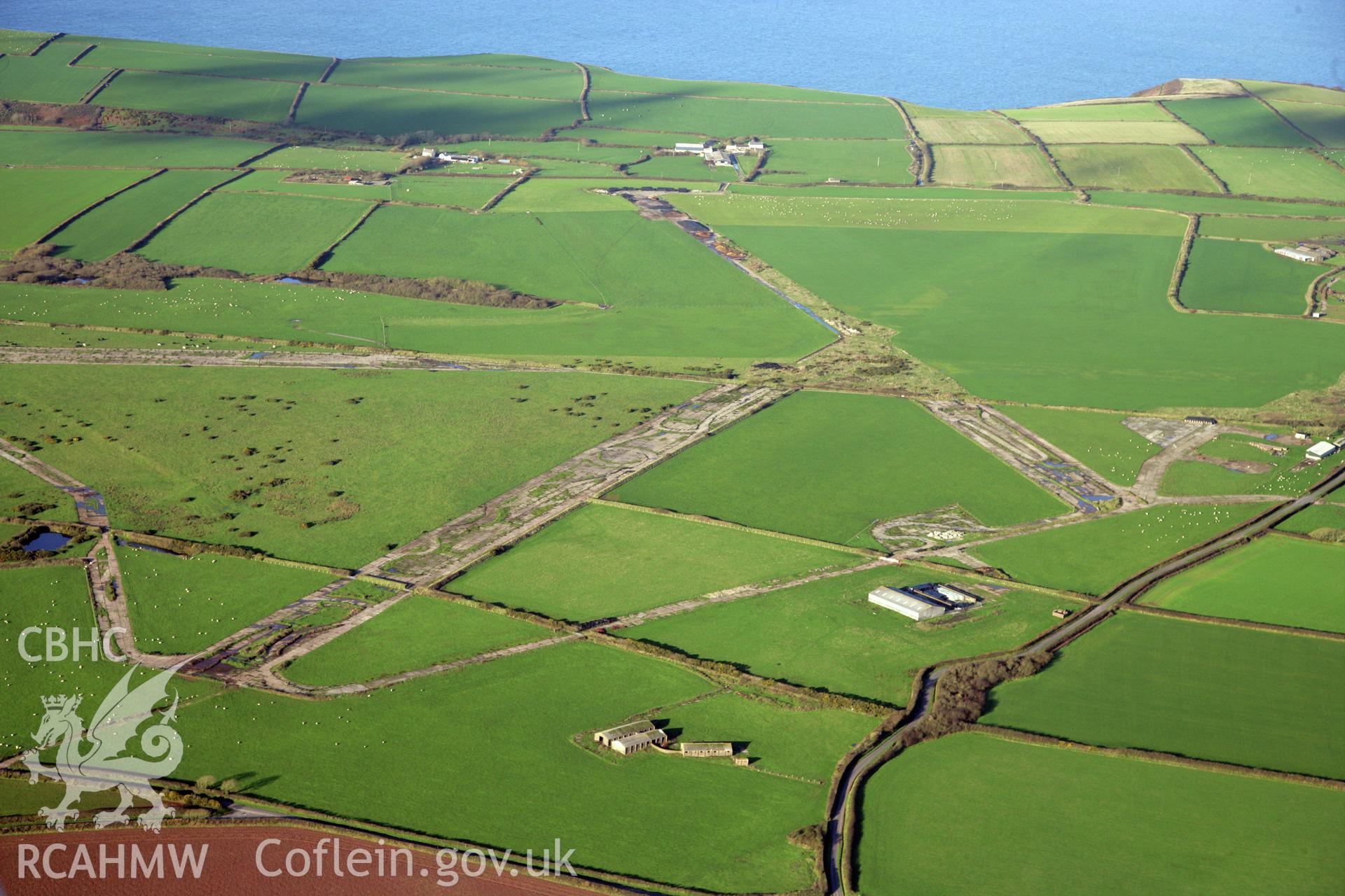 RCAHMW colour oblique photograph of Dale Airfield, viewed from the north. Taken by O. Davies & T. Driver on 22/11/2013.