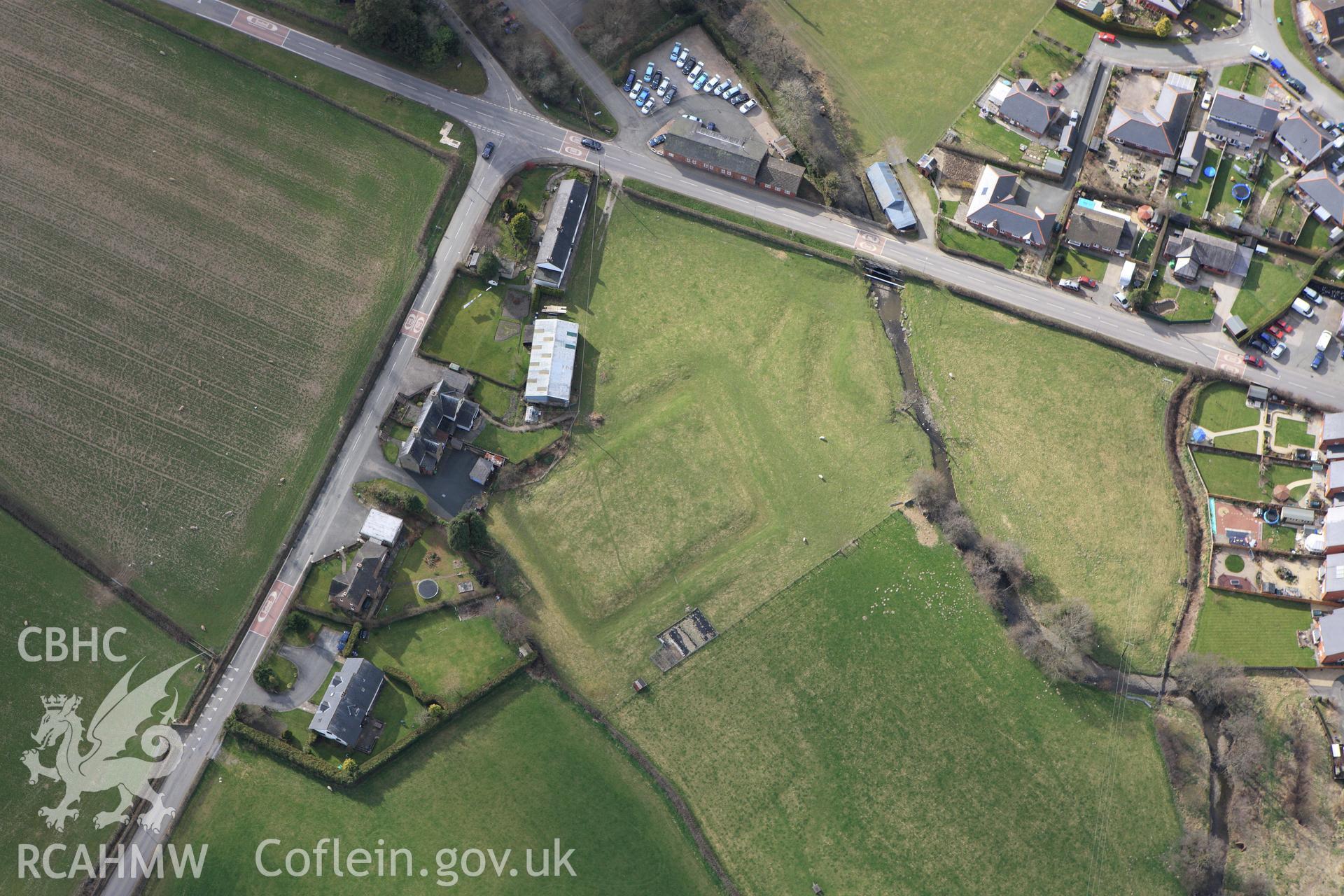 RCAHMW colour oblique photograph of Tregynon moated site. Taken by Toby Driver on 22/03/2011.