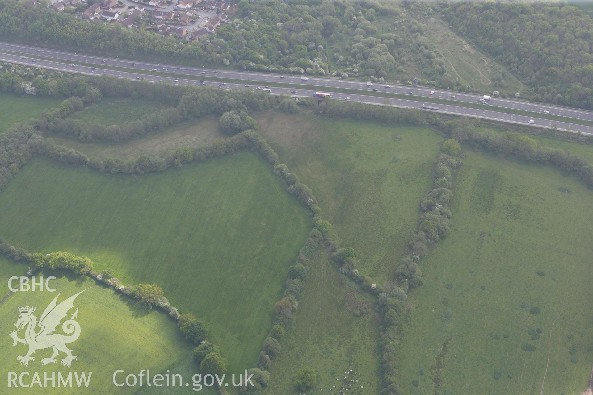 RCAHMW colour oblique photograph of Ford Farm Roman villa. Taken by Toby Driver on 26/04/2011.