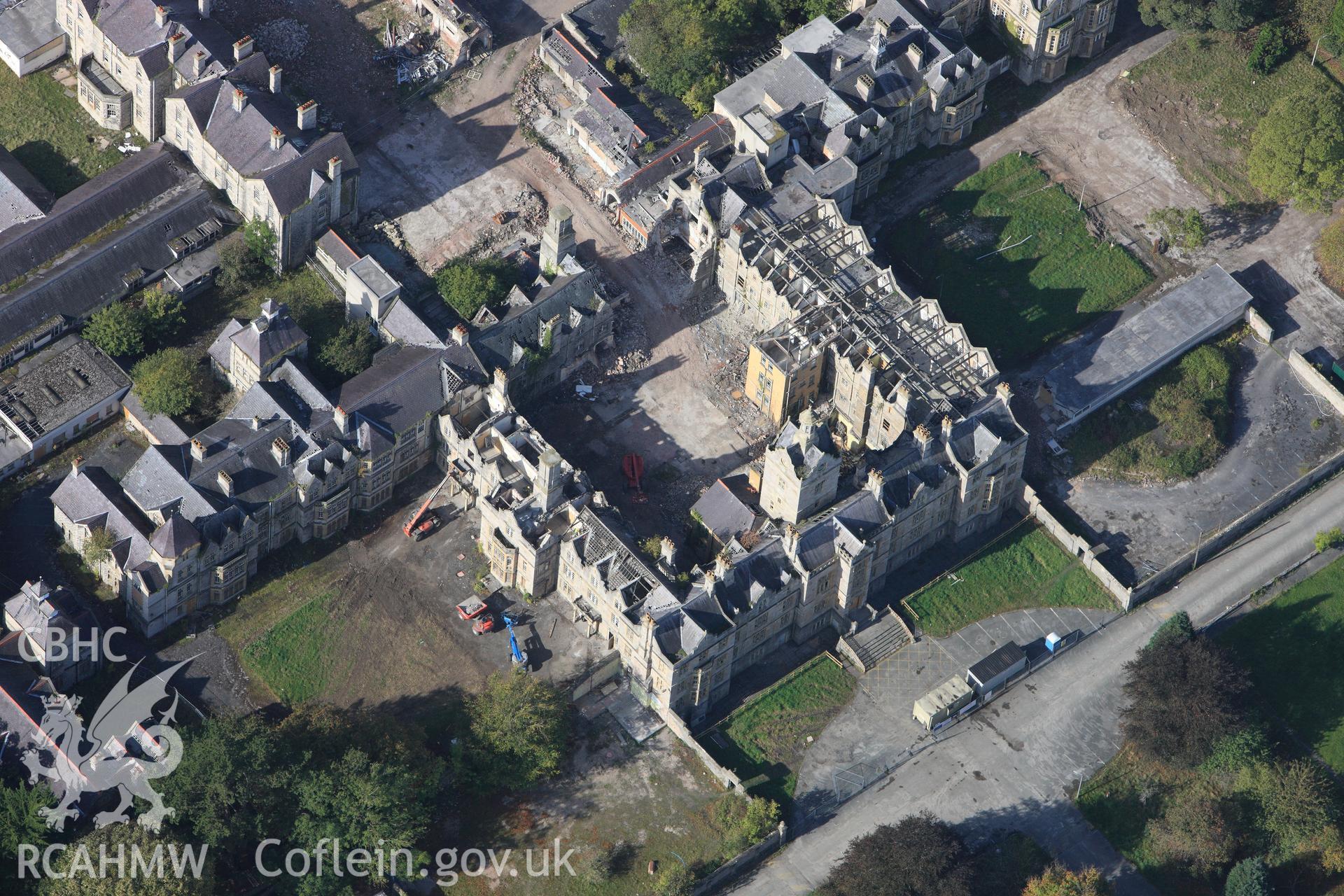 RCAHMW colour oblique photograph of North Wales Counties Hospital, Denbigh. Taken by Toby Driver on 04/10/2011.