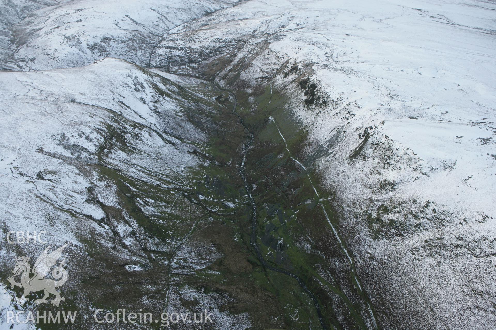 RCAHMW colour oblique photograph of Dalrhiw lead mine. Taken by Toby Driver on 18/12/2011.