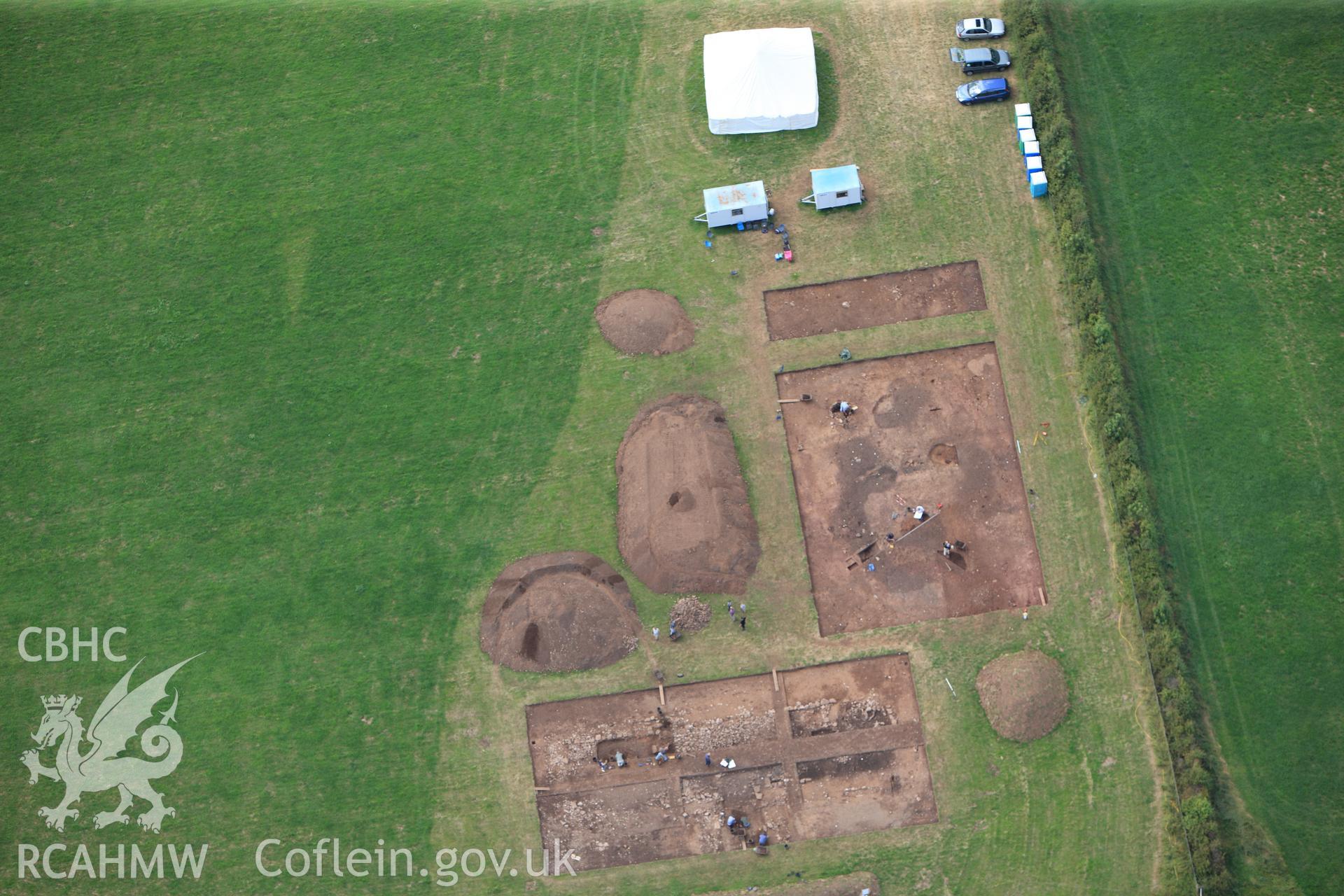 RCAHMW colour oblique photograph of Tai Cochion Roman settlement, excavations by GAT. Taken by Toby Driver on 20/07/2011.