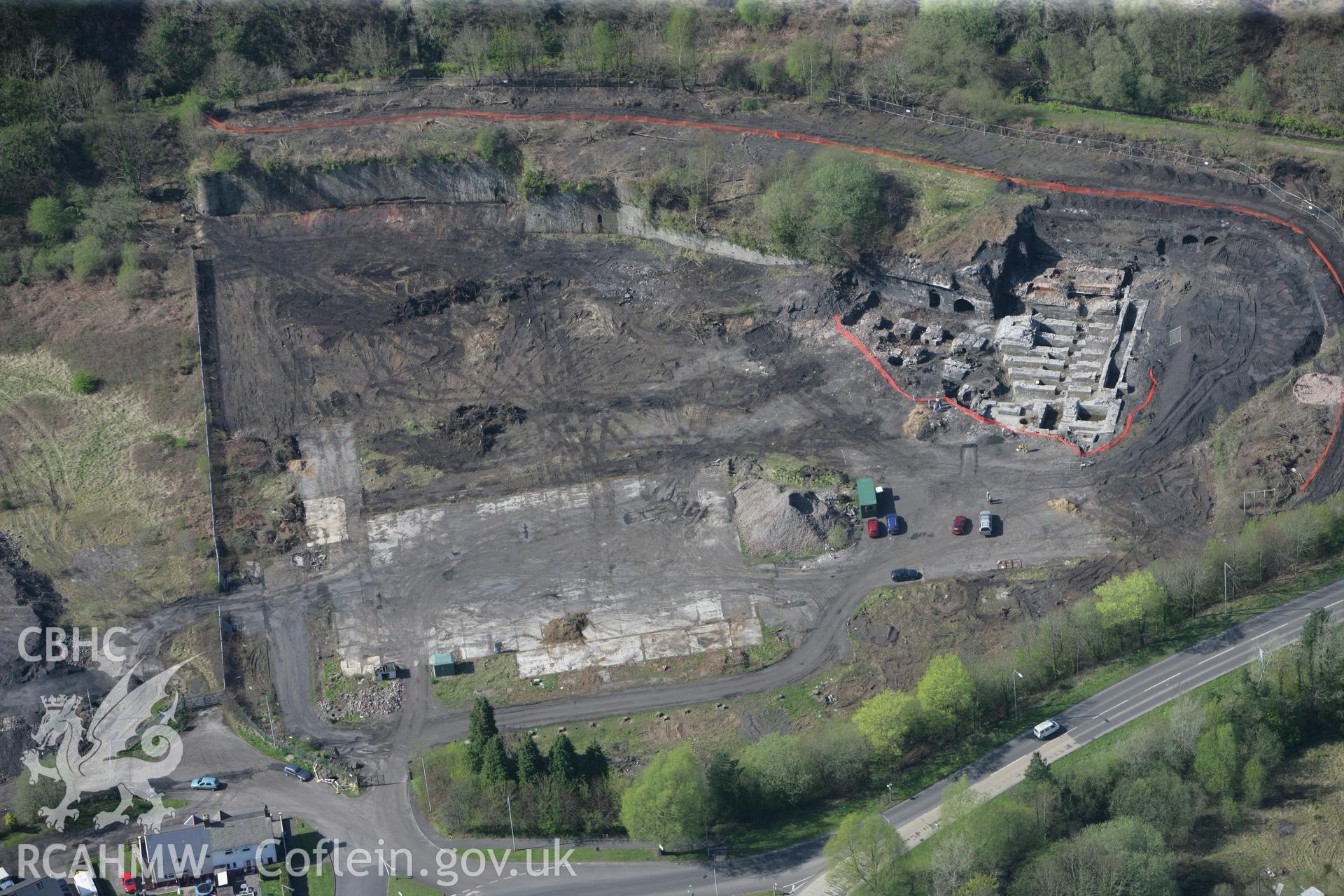 RCAHMW colour oblique photograph of Ystalyfera Iron And Tinplate Works. Taken by Toby Driver on 08/04/2011.