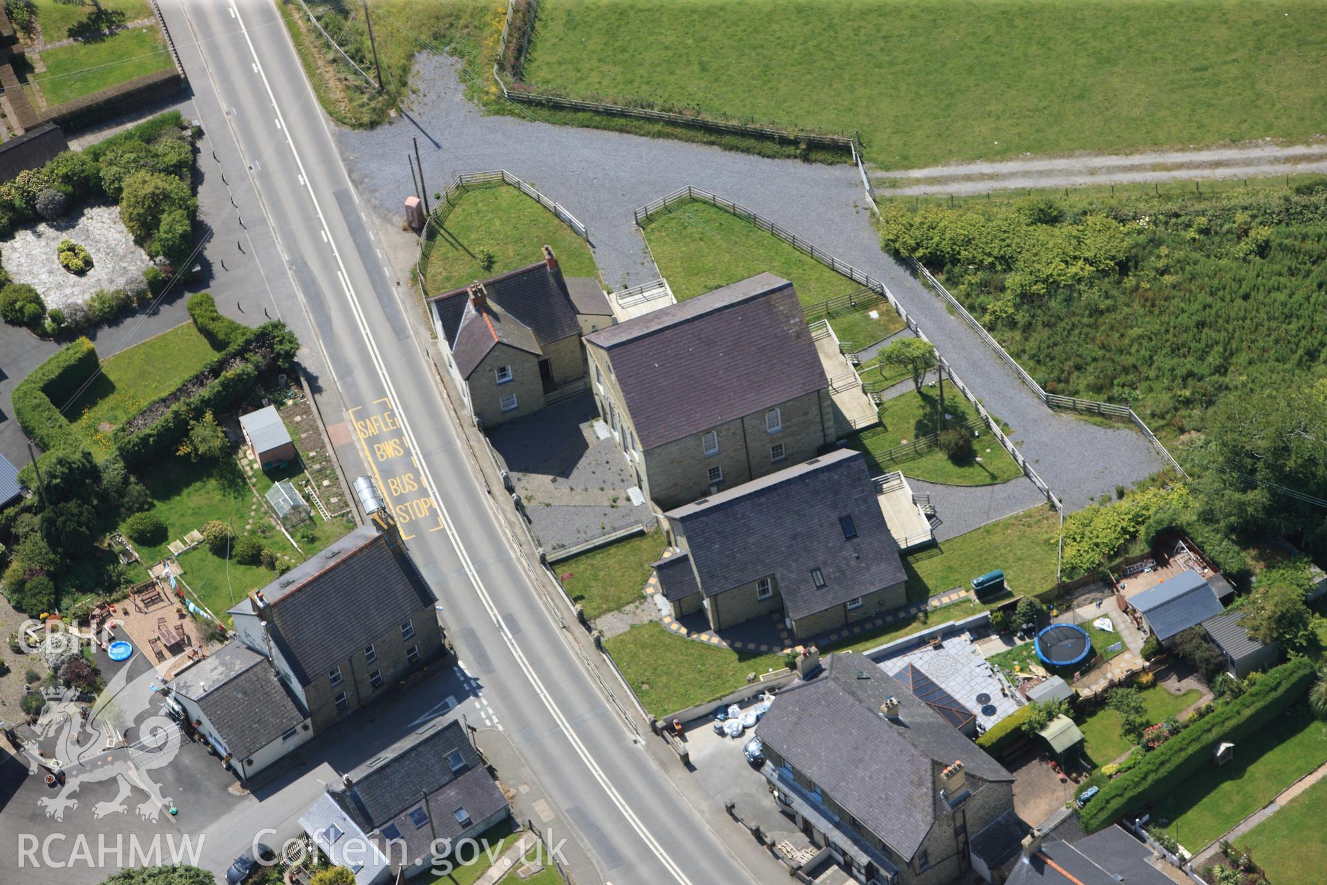 RCAHMW colour oblique photograph of Tan y Groes Chapel. Taken by Toby Driver and Oliver Davies on 28/06/2011.