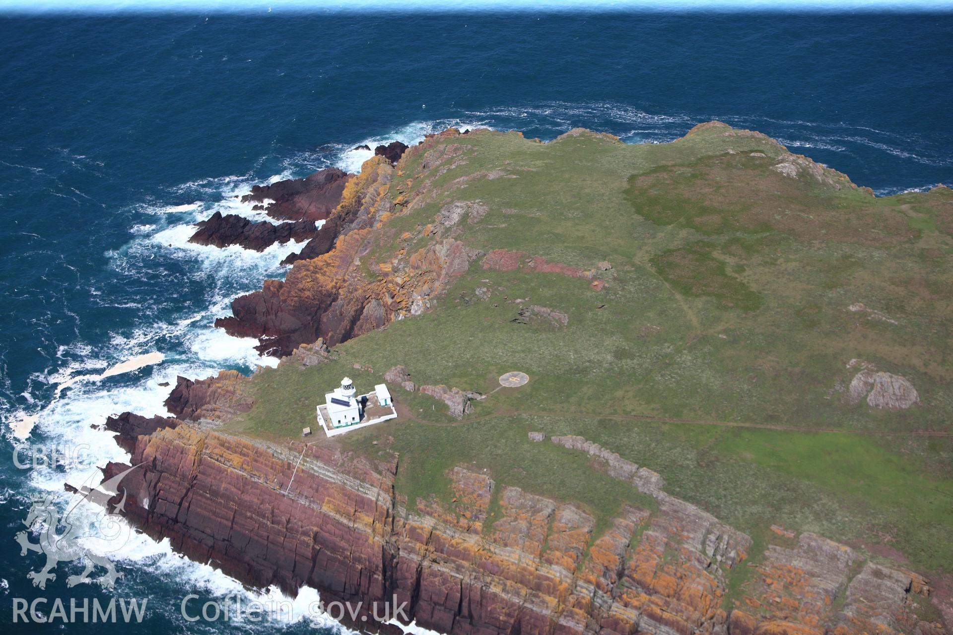 RCAHMW colour oblique photograph of Skokholm island lighthouse. Taken by Toby Driver on 24/05/2011.