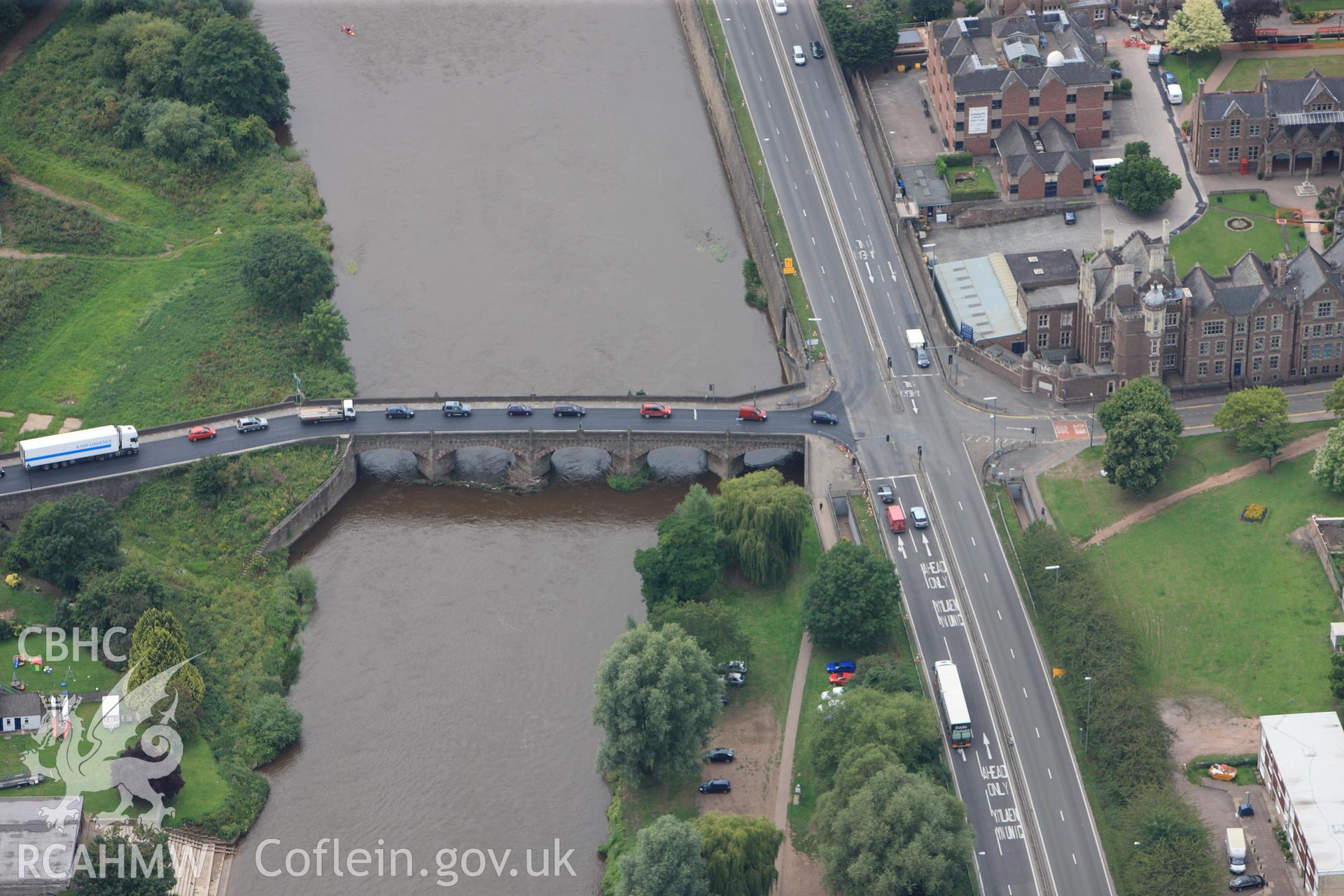 RCAHMW colour oblique photograph of Wye Bridge, Monmouth. Taken by Toby Driver on 20/07/2011.