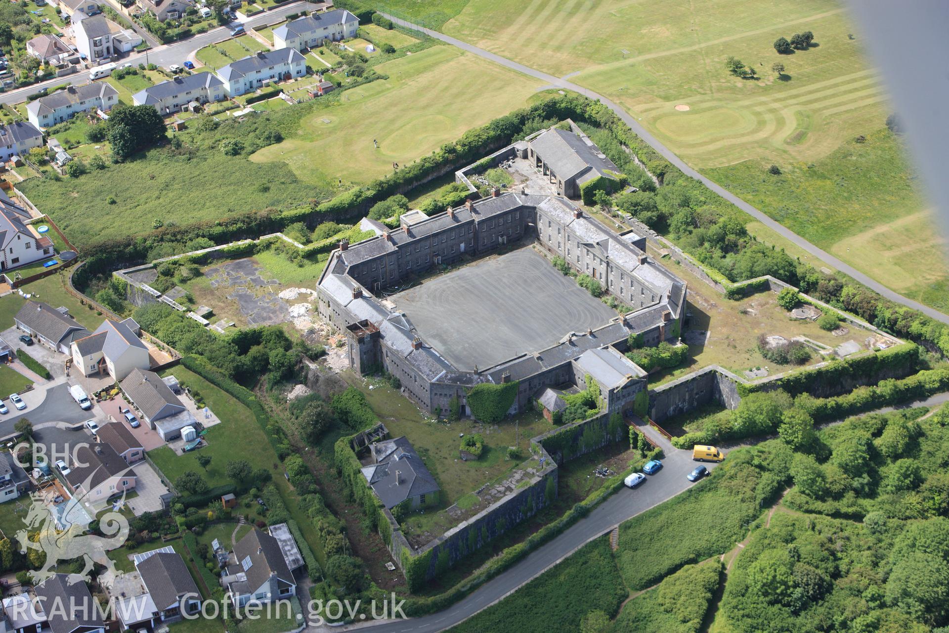 RCAHMW colour oblique photograph of Former defensible barracks, Pembroke Dock. Taken by Toby Driver on 24/05/2011.