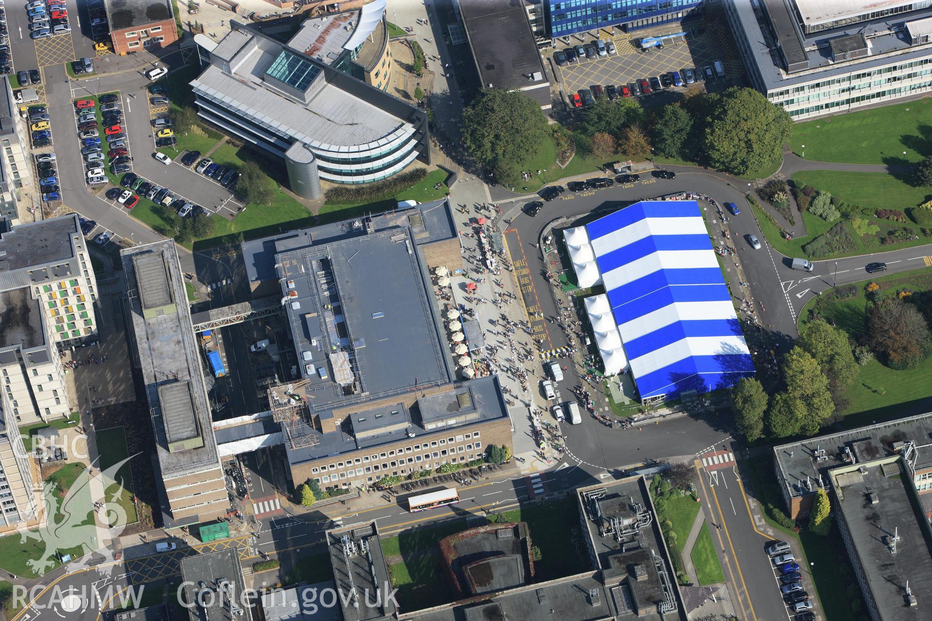 RCAHMW colour oblique photograph of Swansea University, looking north-east. Taken by Toby Driver and Oliver Davies on 28/09/2011.