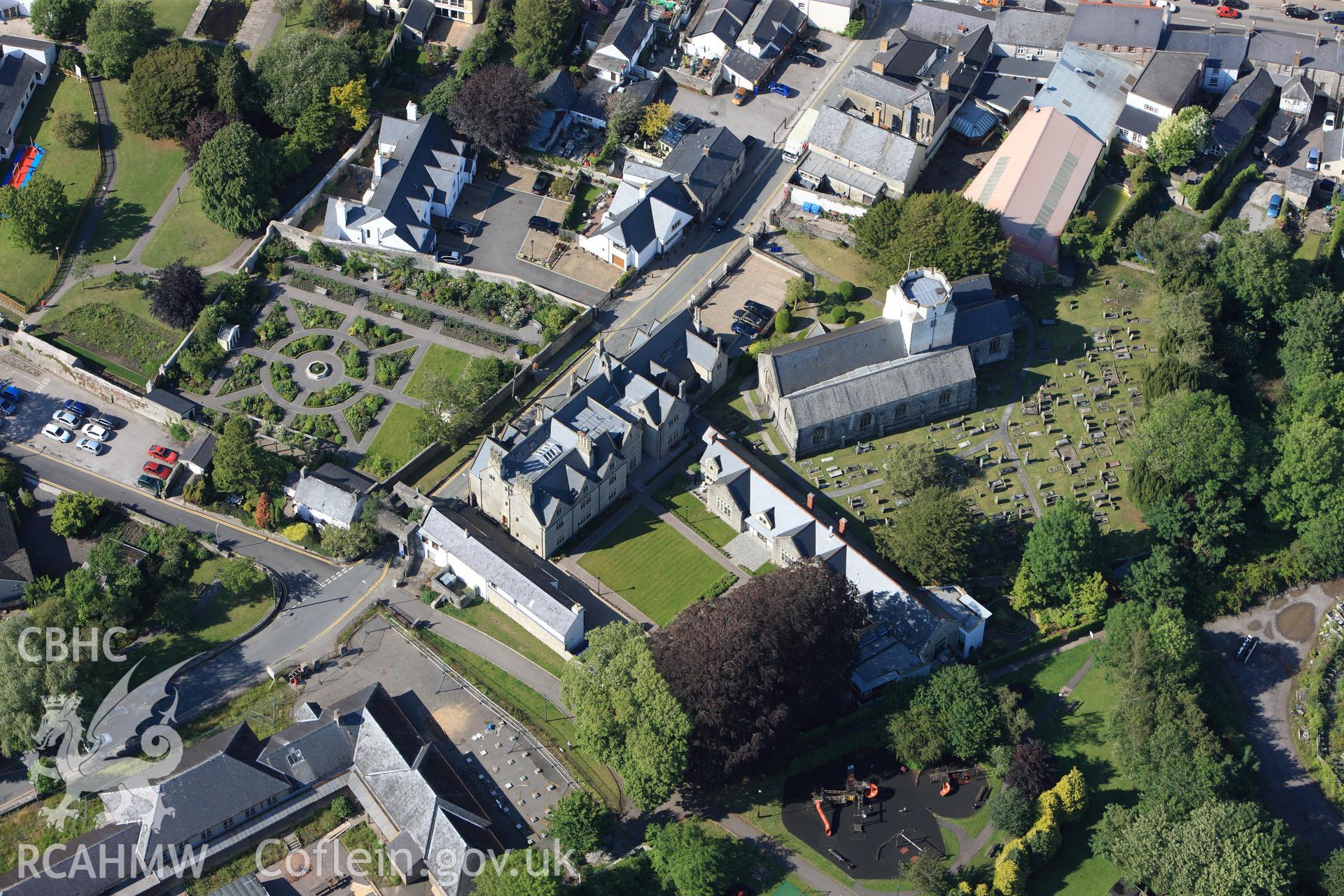 RCAHMW colour oblique photograph of Church of the Holy Cross, Cowbridge. Taken by Toby Driver on 13/06/2011.