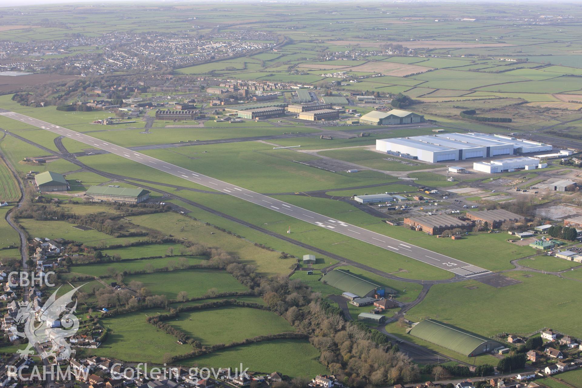 RCAHMW colour oblique photograph of St Athan Airfield, RAF St Athan. Taken by Toby Driver on 17/11/2011.