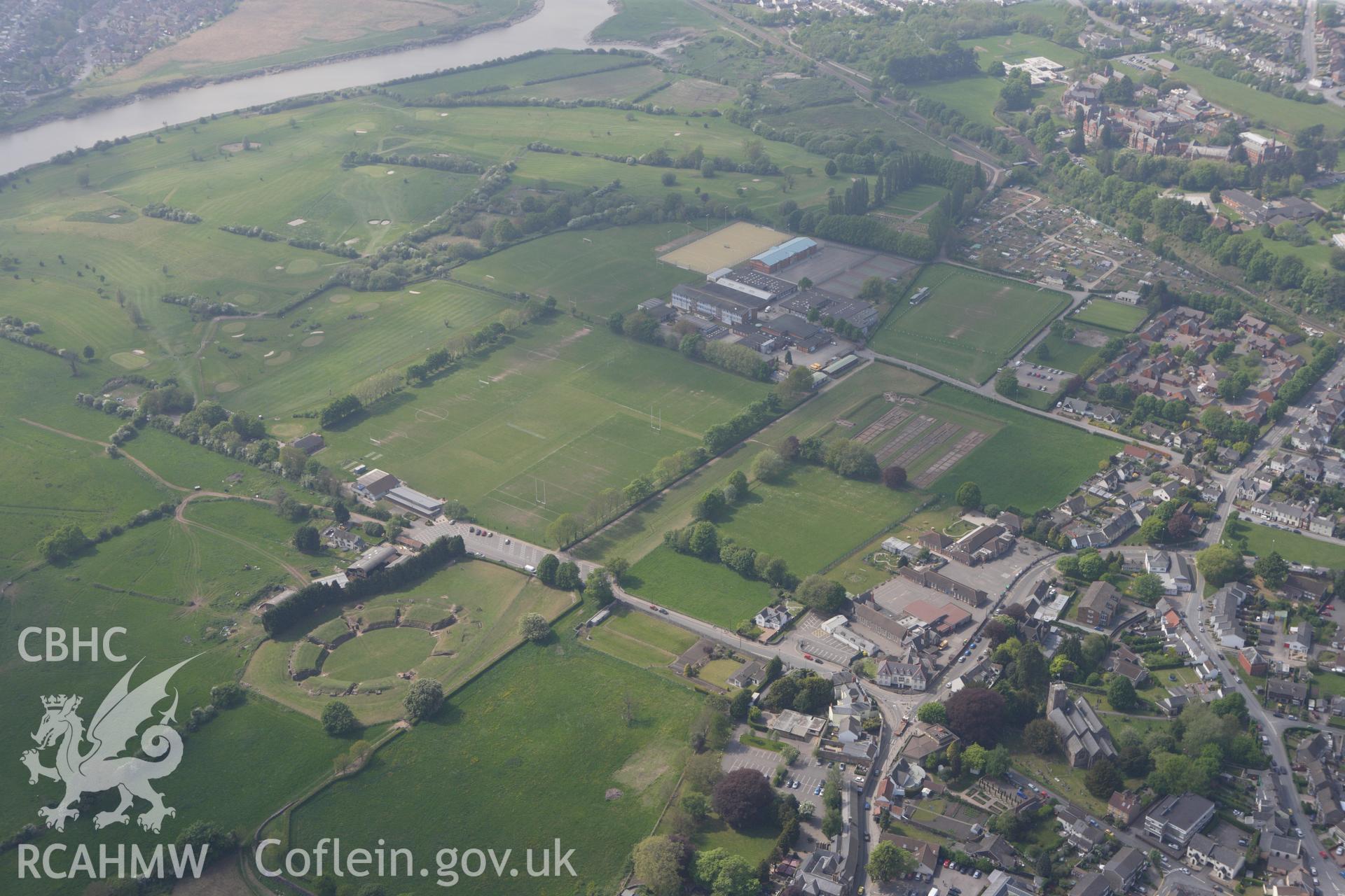 RCAHMW colour oblique photograph of Caerleon Roman fortress. Taken by Toby Driver on 26/04/2011.