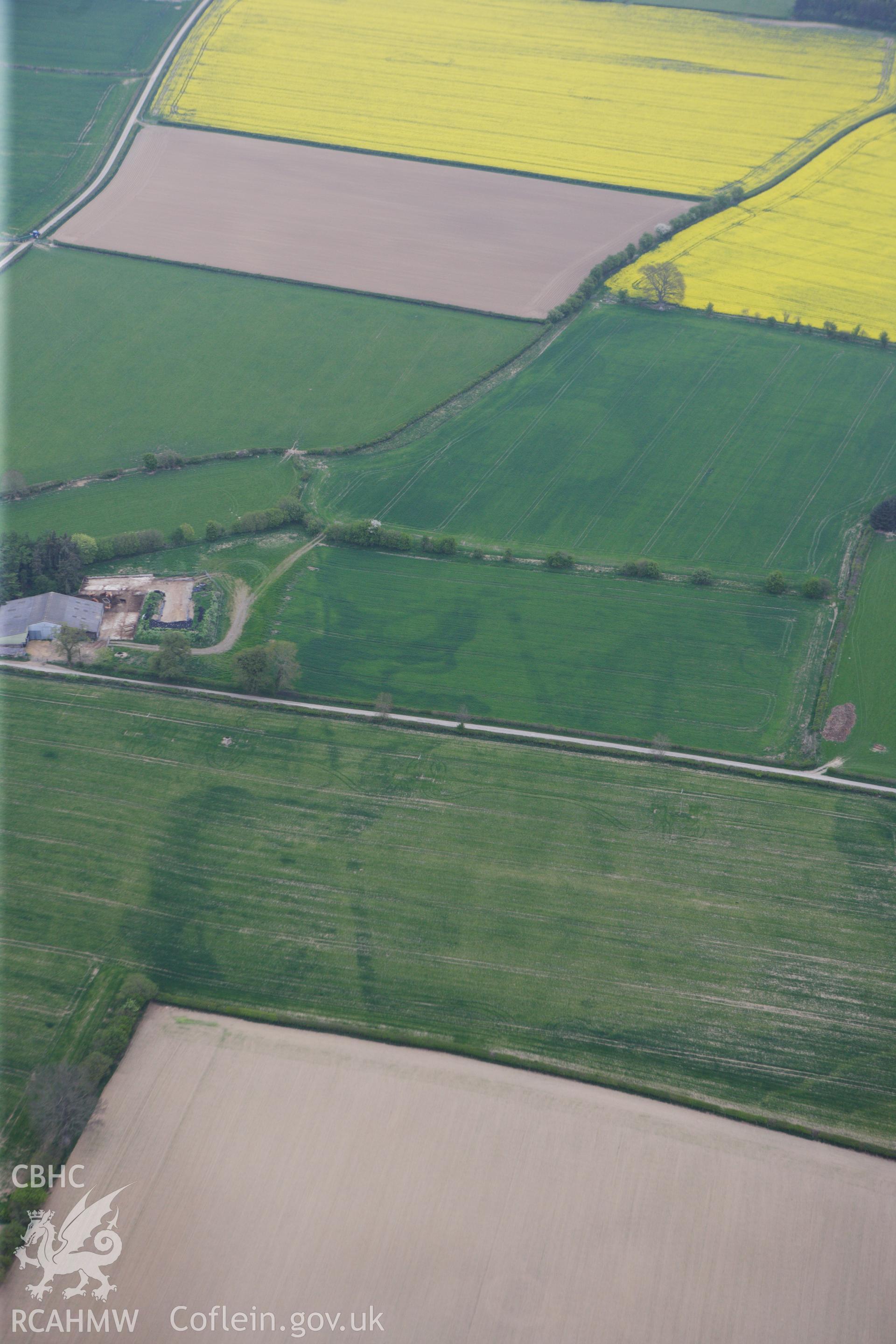 RCAHMW colour oblique photograph of Hindwell cursus, at Four Stones. Taken by Toby Driver on 26/04/2011.