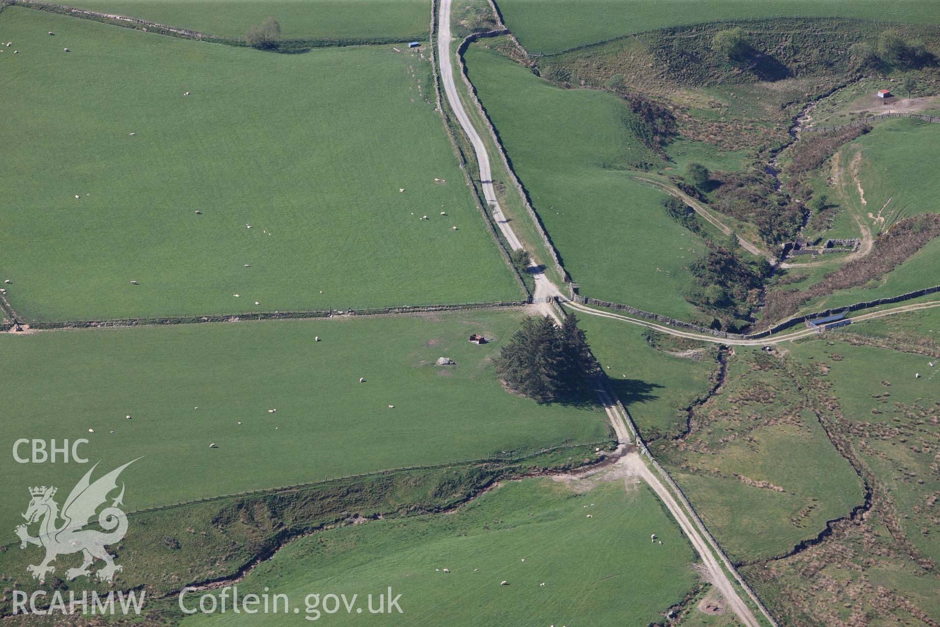 RCAHMW colour oblique photograph of Maen Pebyll, Nebo. Taken by Toby Driver on 03/05/2011.