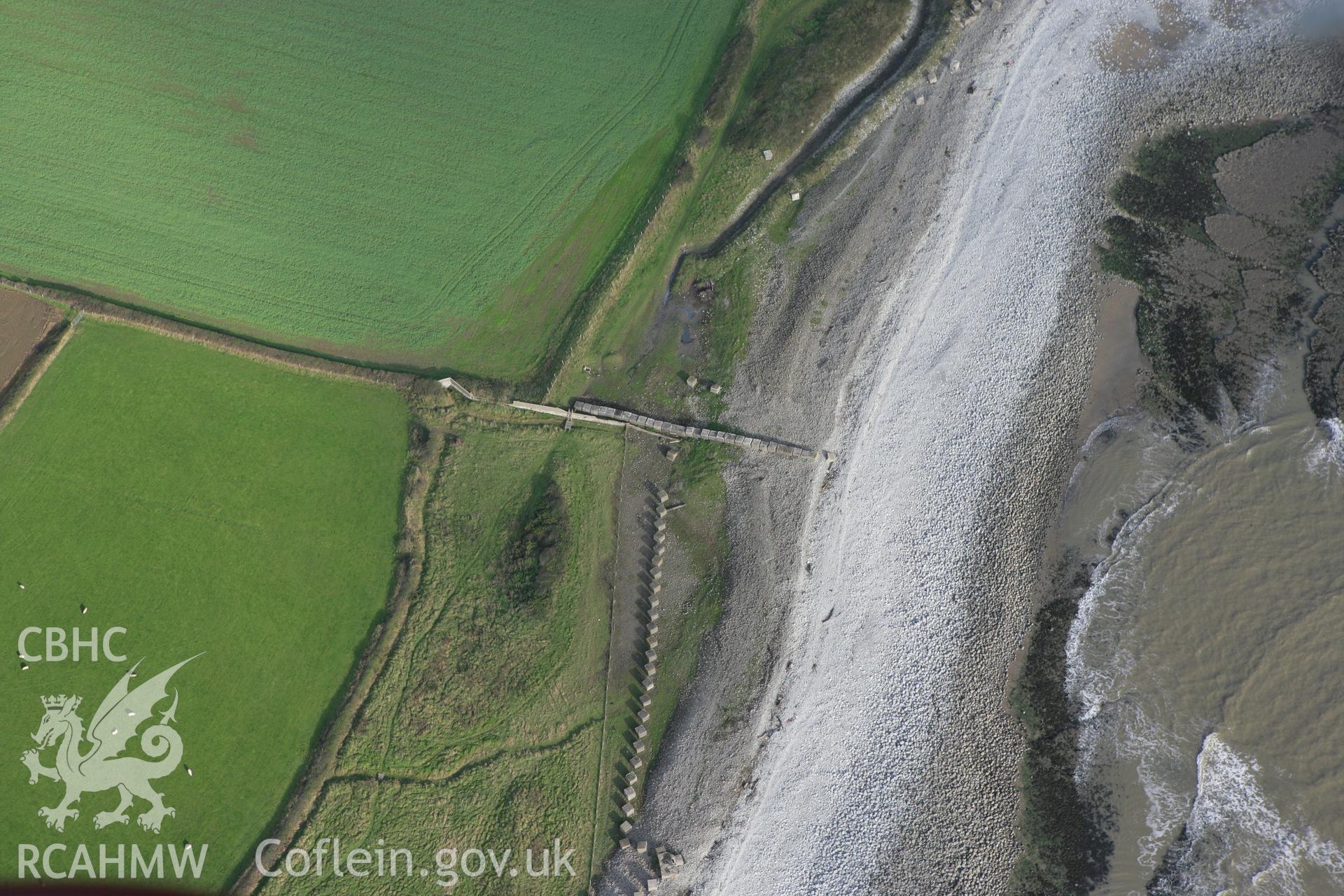 RCAHMW colour oblique photograph of Limpet Bay Anti Invasion Defences. Taken by Toby Driver on 17/11/2011.