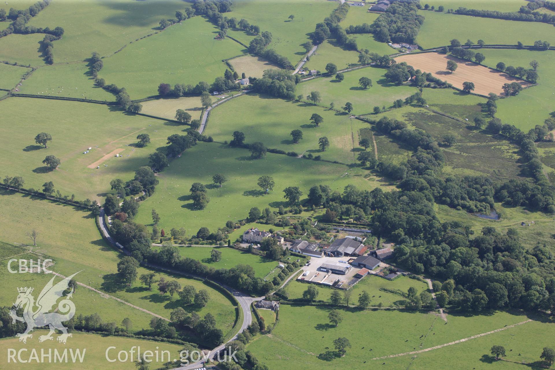 RCAHMW colour oblique photograph of Llanllyr Mansion. Taken by Toby Driver and Oliver Davies on 28/06/2011.