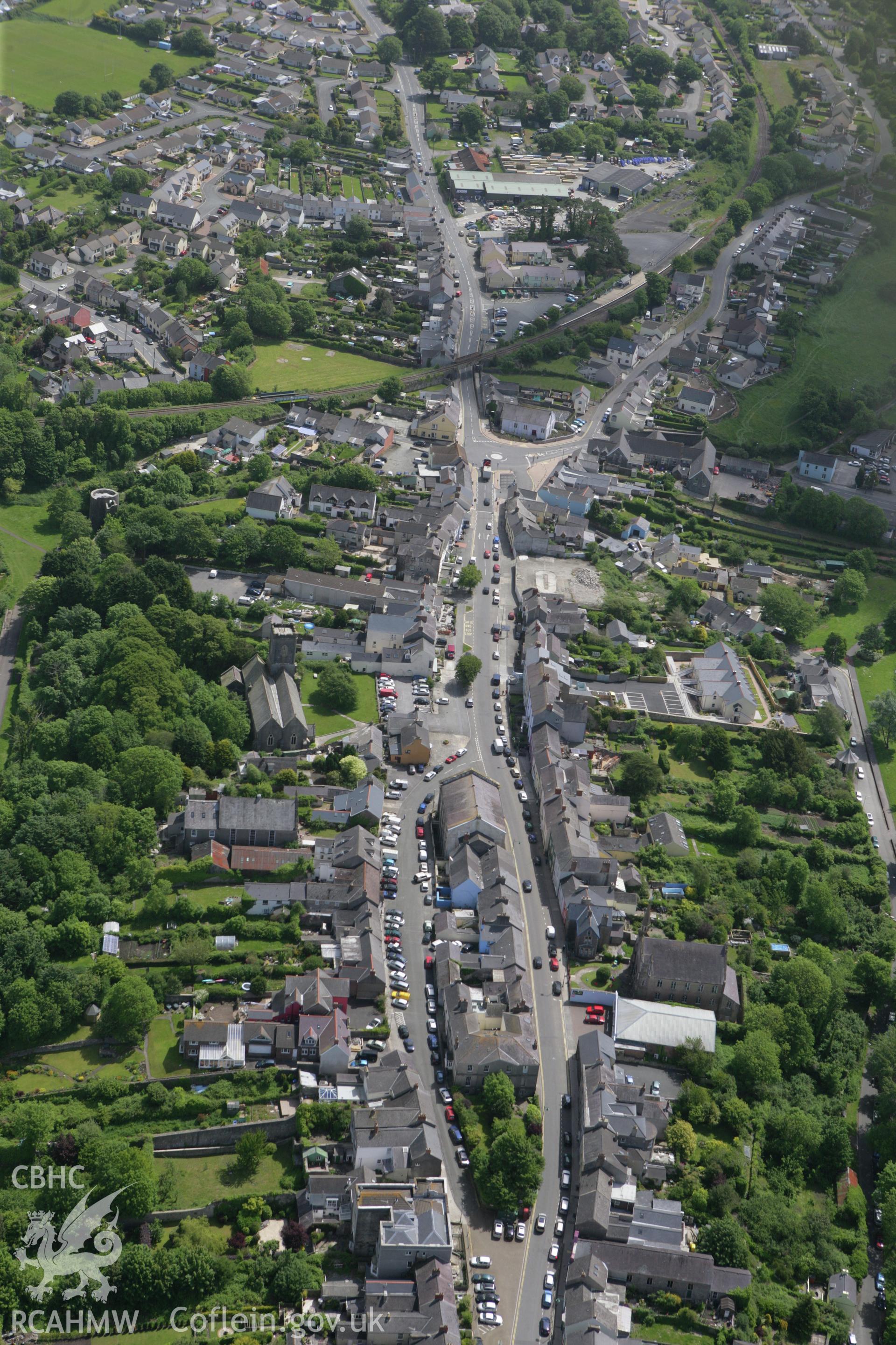 RCAHMW colour oblique photograph of Pembroke town. Taken by Toby Driver on 24/05/2011.