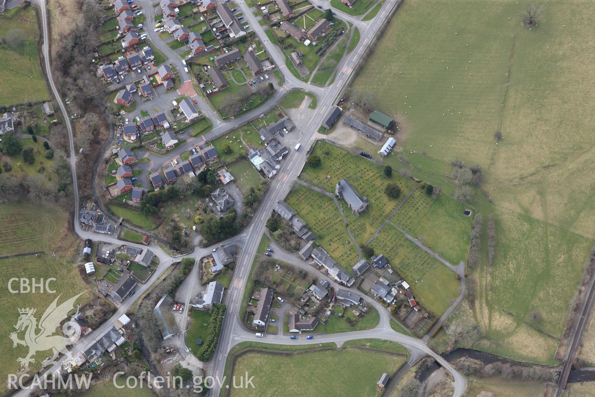 RCAHMW colour oblique photograph of St John the Baptist Church, Carno. Taken by Toby Driver on 22/03/2011.