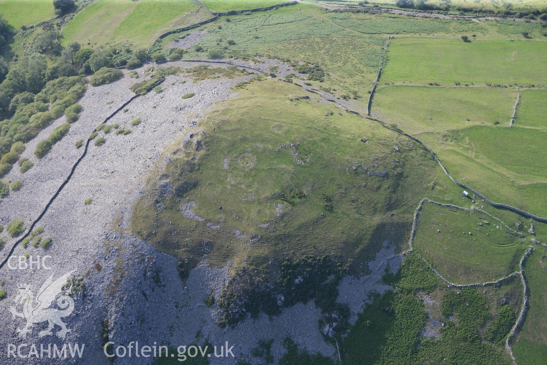 RCAHMW colour oblique photograph of Dinas Camp, Llanfairfechan. Taken by Toby Driver and Oliver Davies on 27/07/2011.