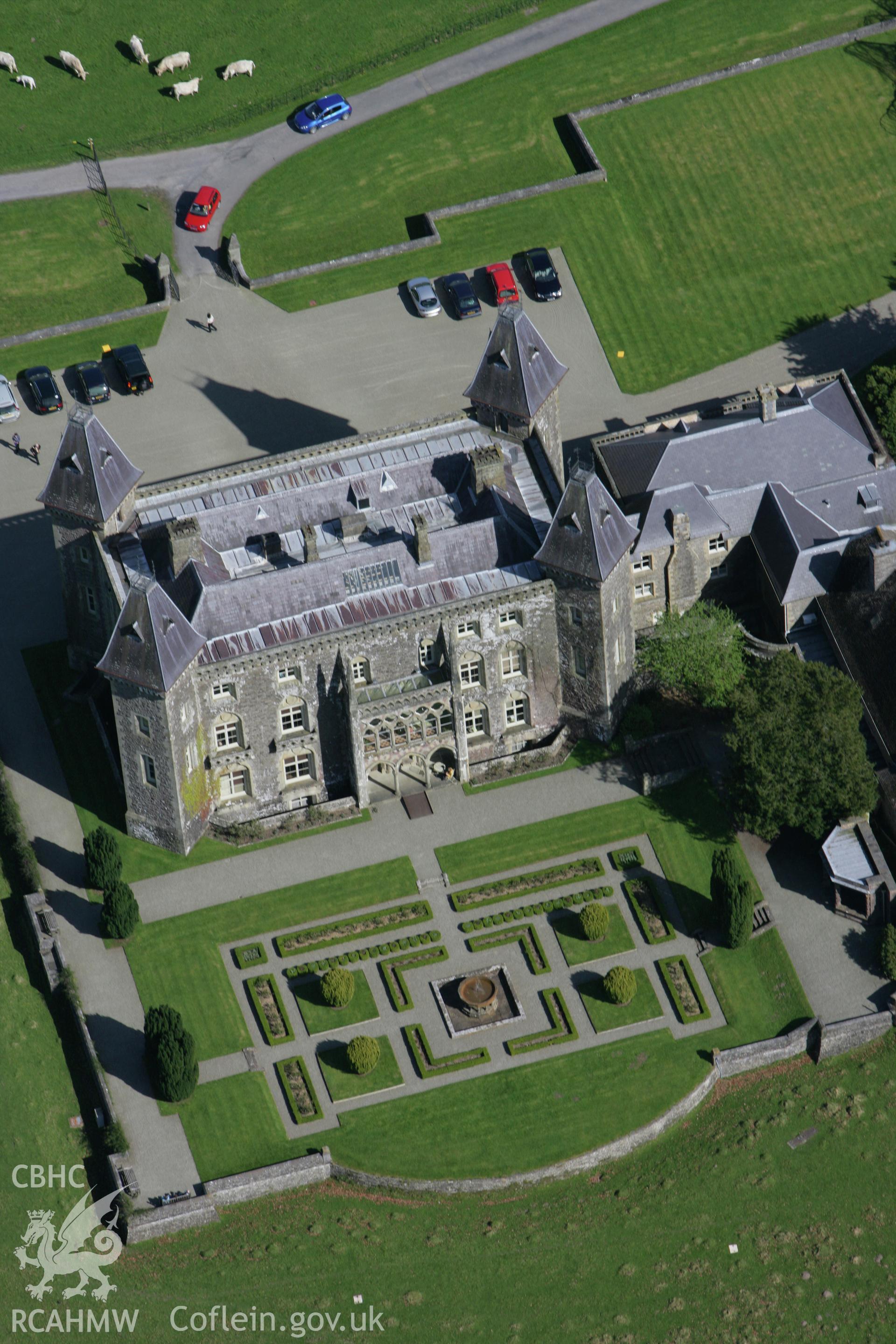 RCAHMW colour oblique photograph of Newton House, Dinefwr. Taken by Toby Driver on 08/04/2011.