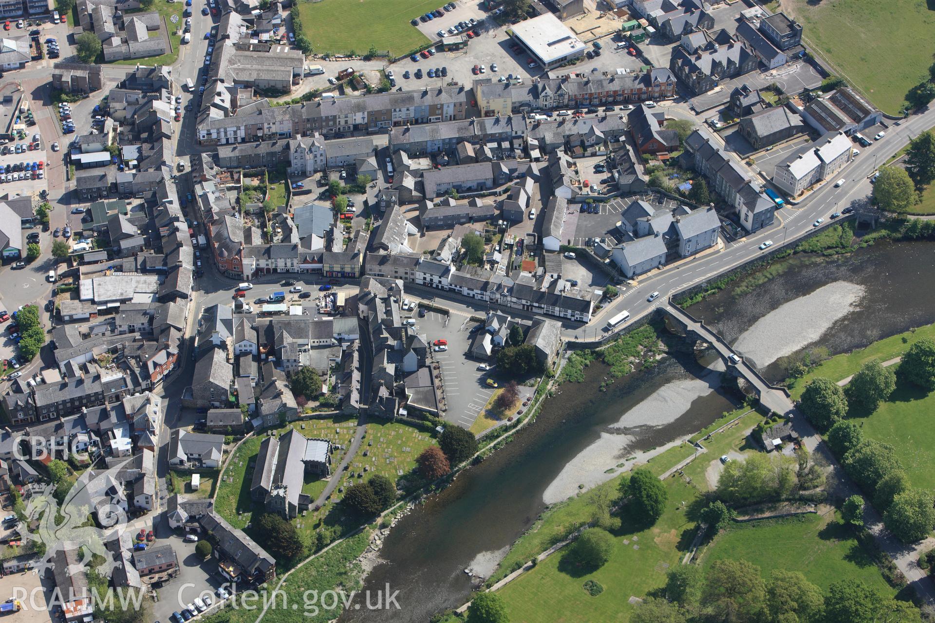 RCAHMW colour oblique photograph of Llanrwst town. Taken by Toby Driver on 03/05/2011.