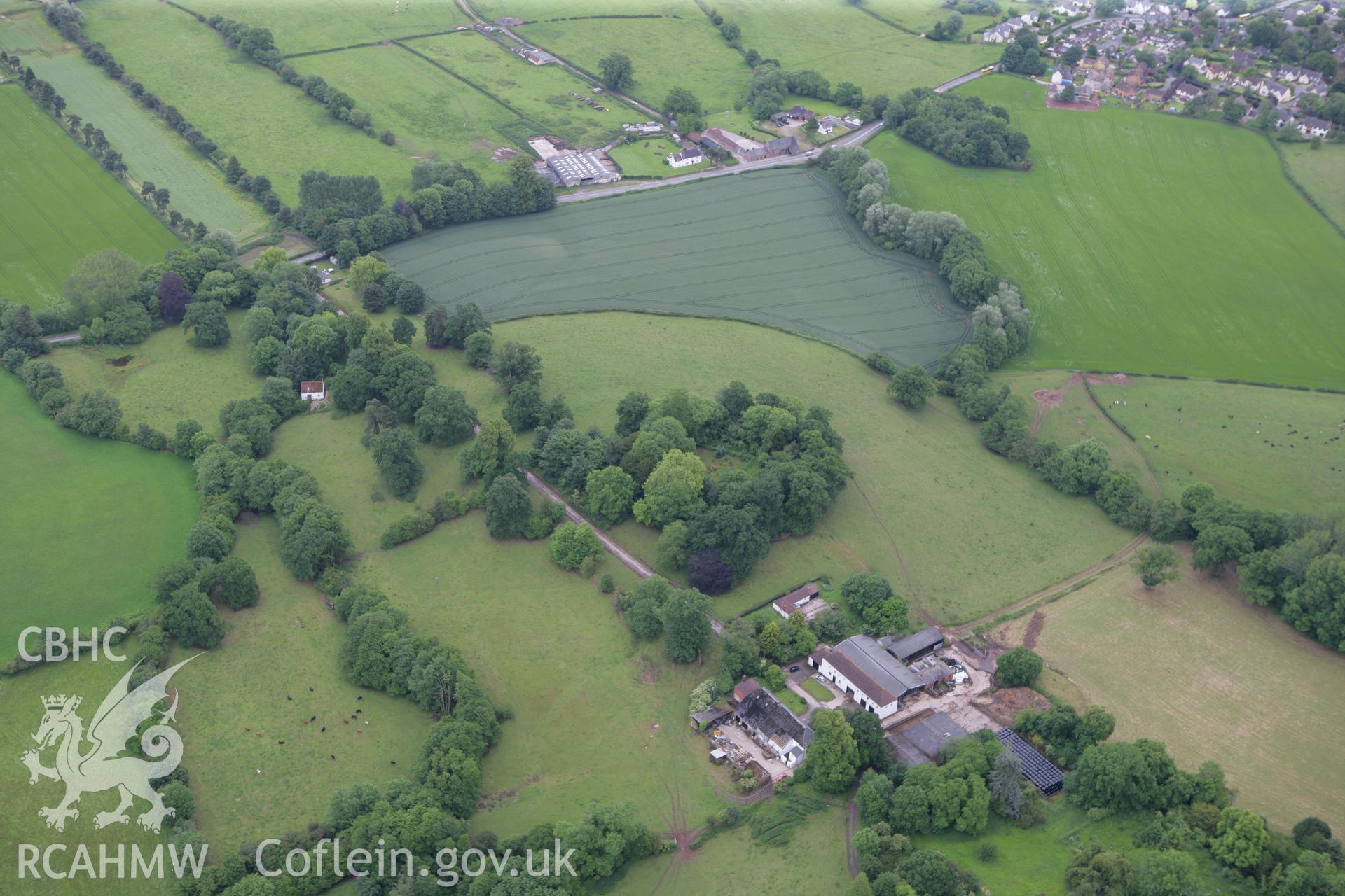 RCAHMW colour oblique photograph of Tregrug Castle, Llangybi. Taken by Toby Driver on 13/06/2011.