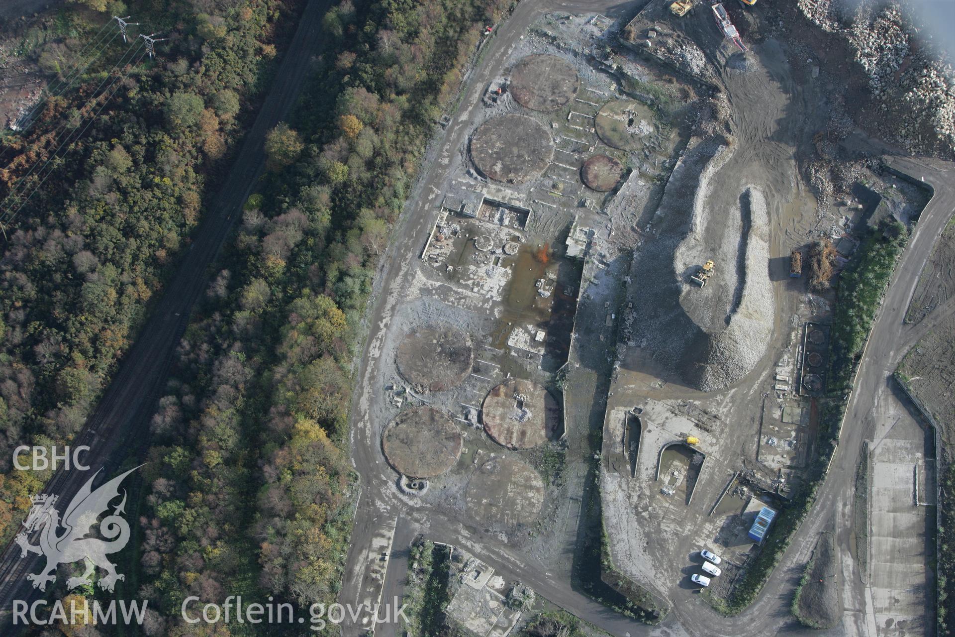 RCAHMW colour oblique photograph of Llandarcy Oil Refinery. Taken by Toby Driver on 17/11/2011.