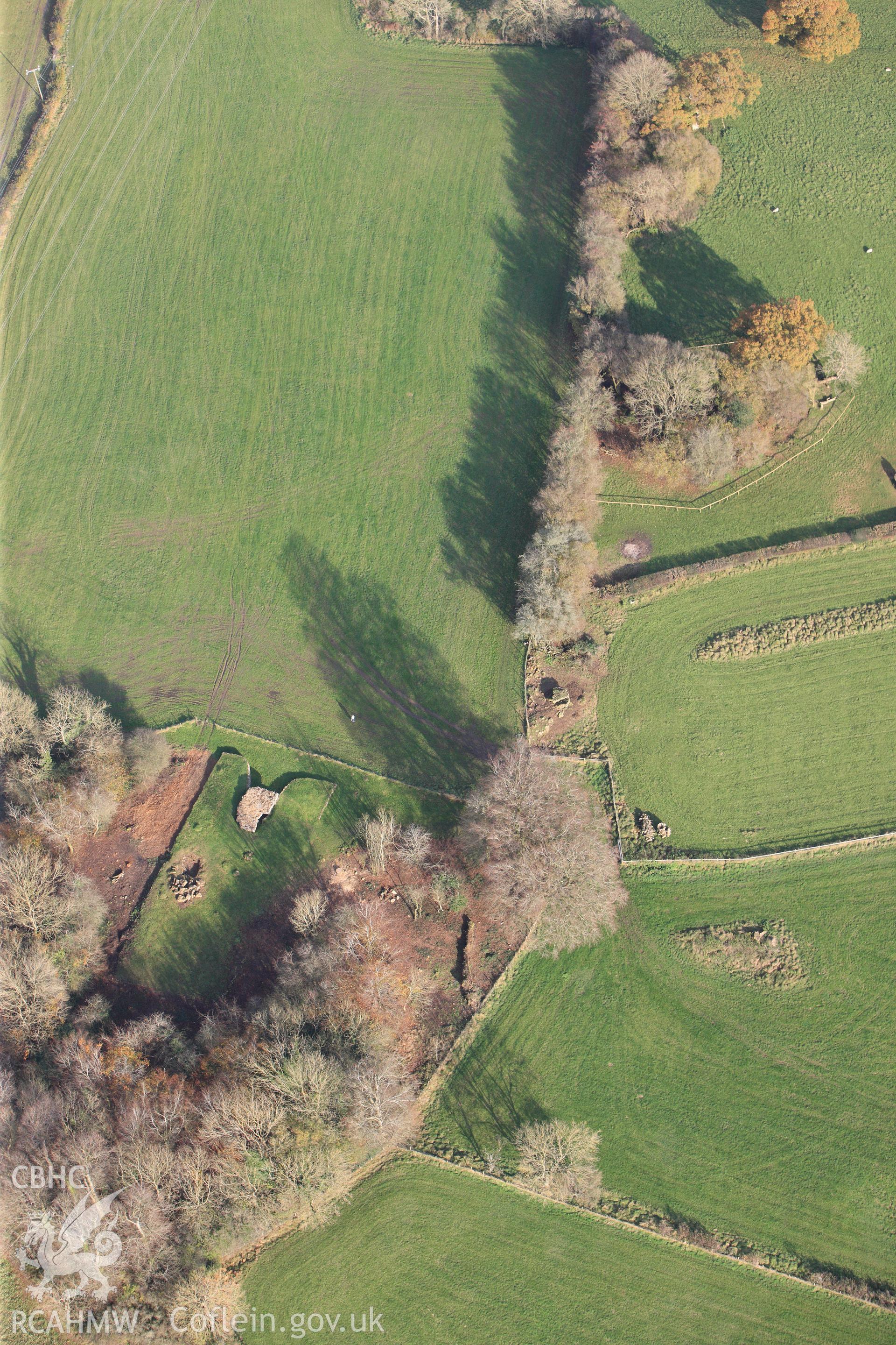 RCAHMW colour oblique photograph of Tinkinswood Chambered Cairn. Taken by Toby Driver on 17/11/2011.