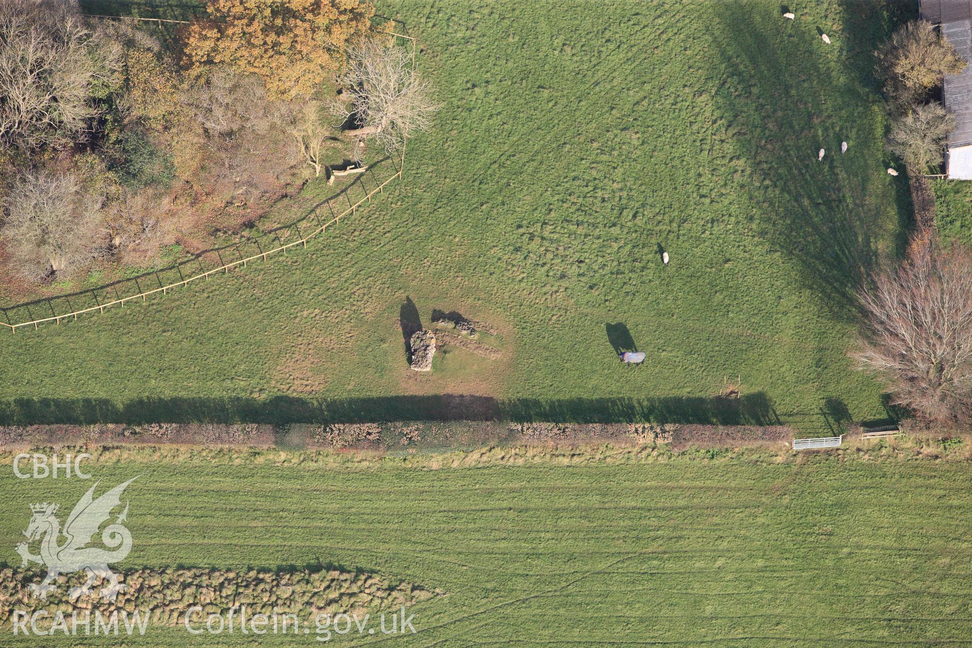 RCAHMW colour oblique photograph of Tinkinswood Stones. Taken by Toby Driver on 17/11/2011.