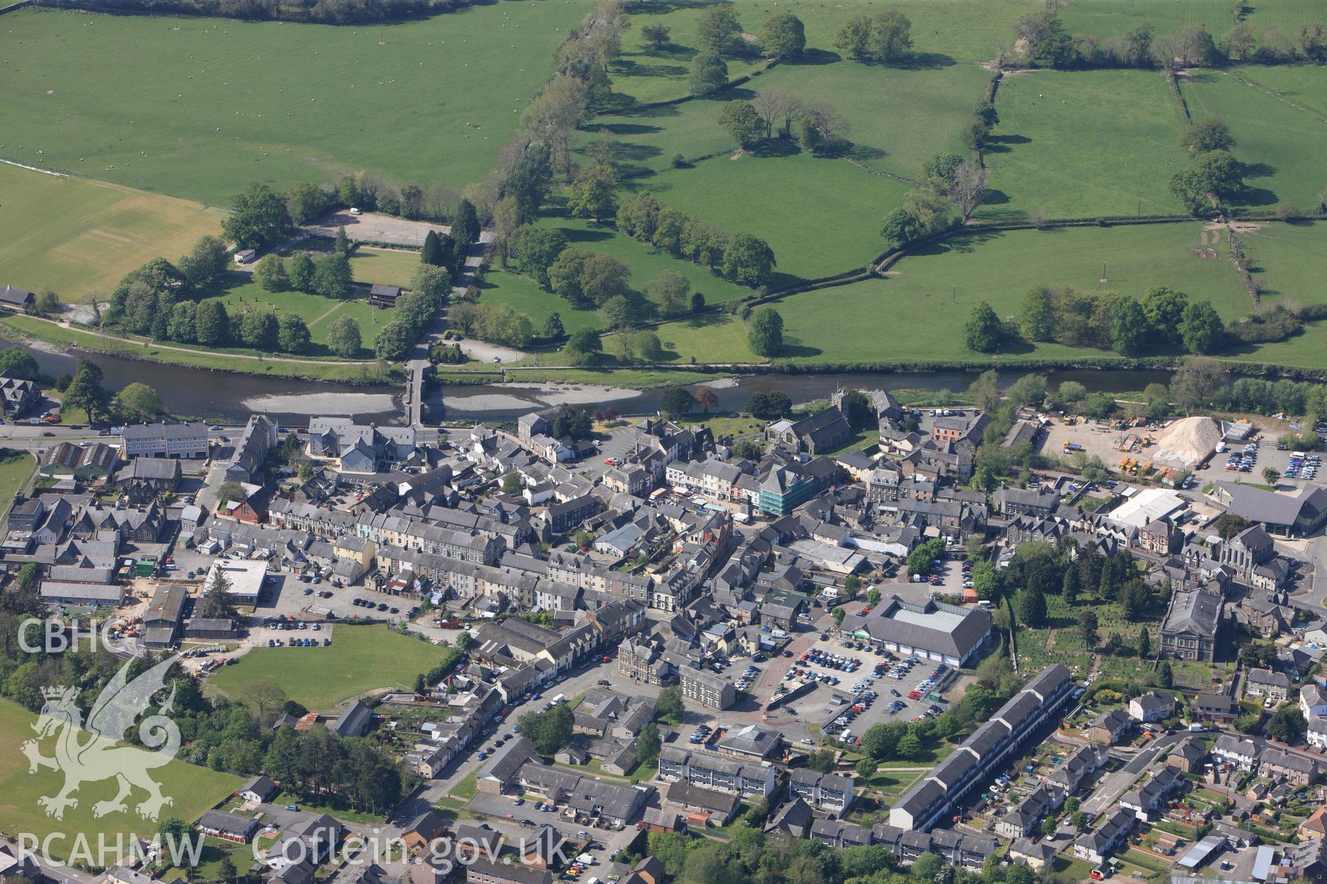 RCAHMW colour oblique photograph of Llanrwst town. Taken by Toby Driver on 03/05/2011.