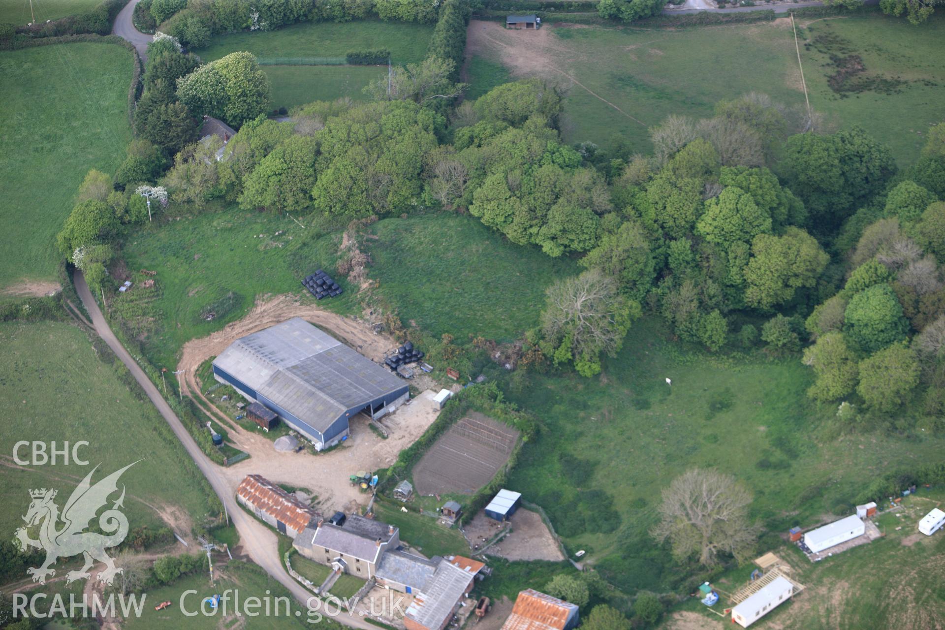 RCAHMW colour oblique photograph of Norton Camp. Taken by Toby Driver and Oliver Davies on 04/05/2011.