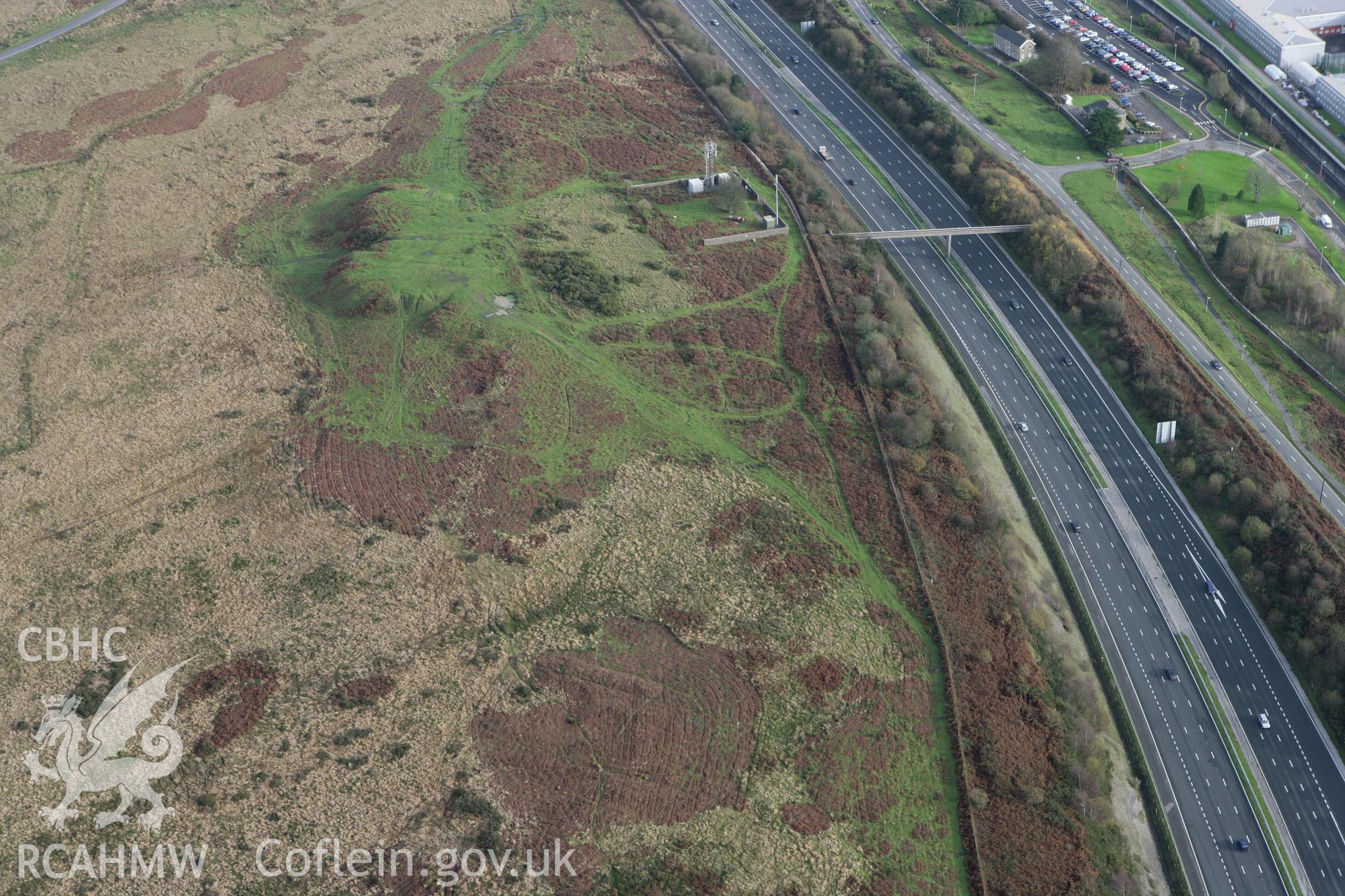 RCAHMW colour oblique photograph of Cefn Hirgoed rabbit warren. Taken by Toby Driver on 17/11/2011.