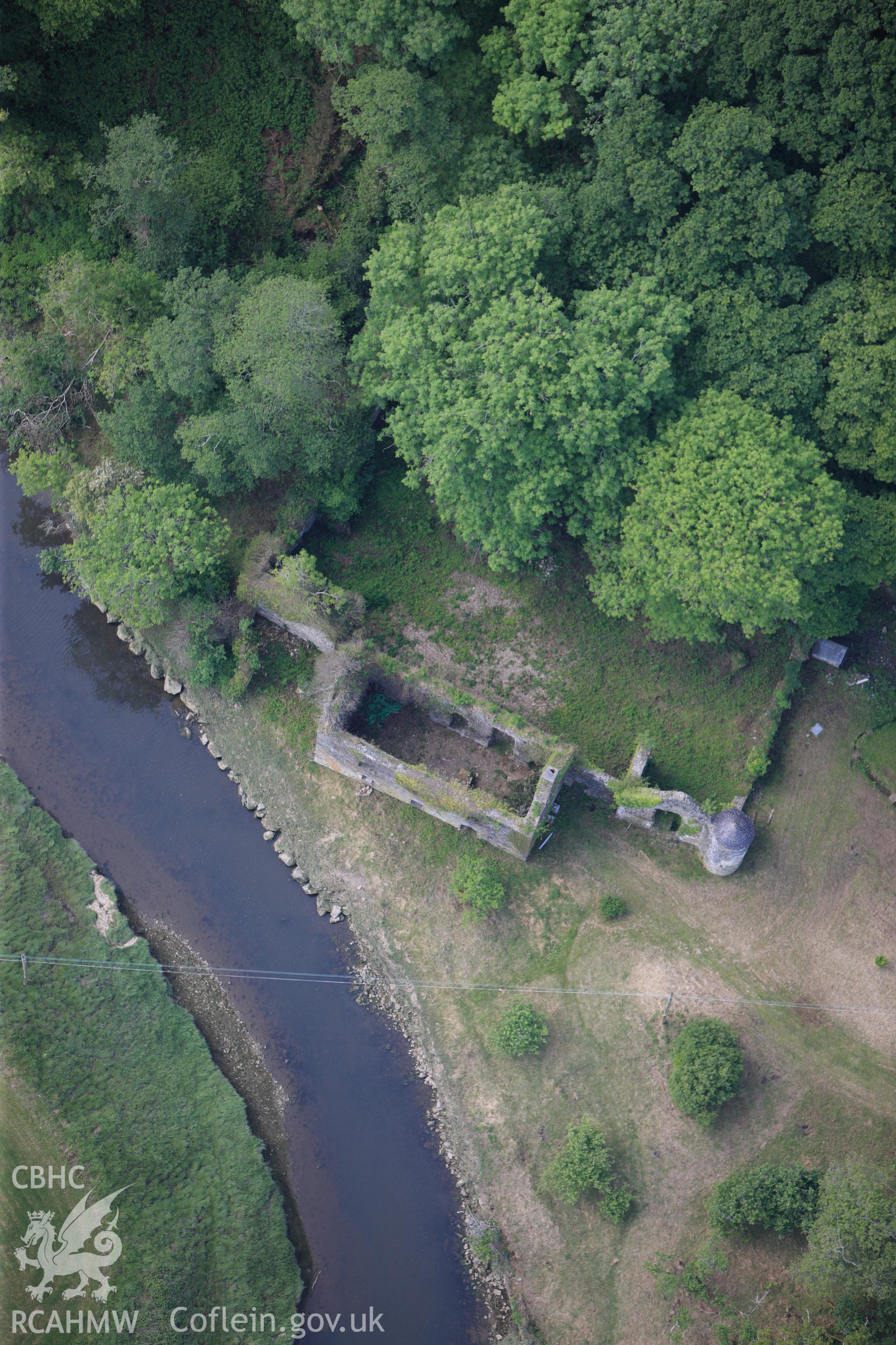 RCAHMW colour oblique photograph of Cresswell Castle mansion ruins. Taken by Toby Driver on 24/05/2011.