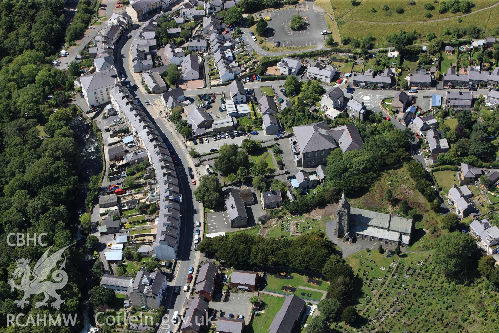 RCAHMW colour oblique photograph of Christ Church Glanogwen. Taken by Toby Driver on 20/07/2011.