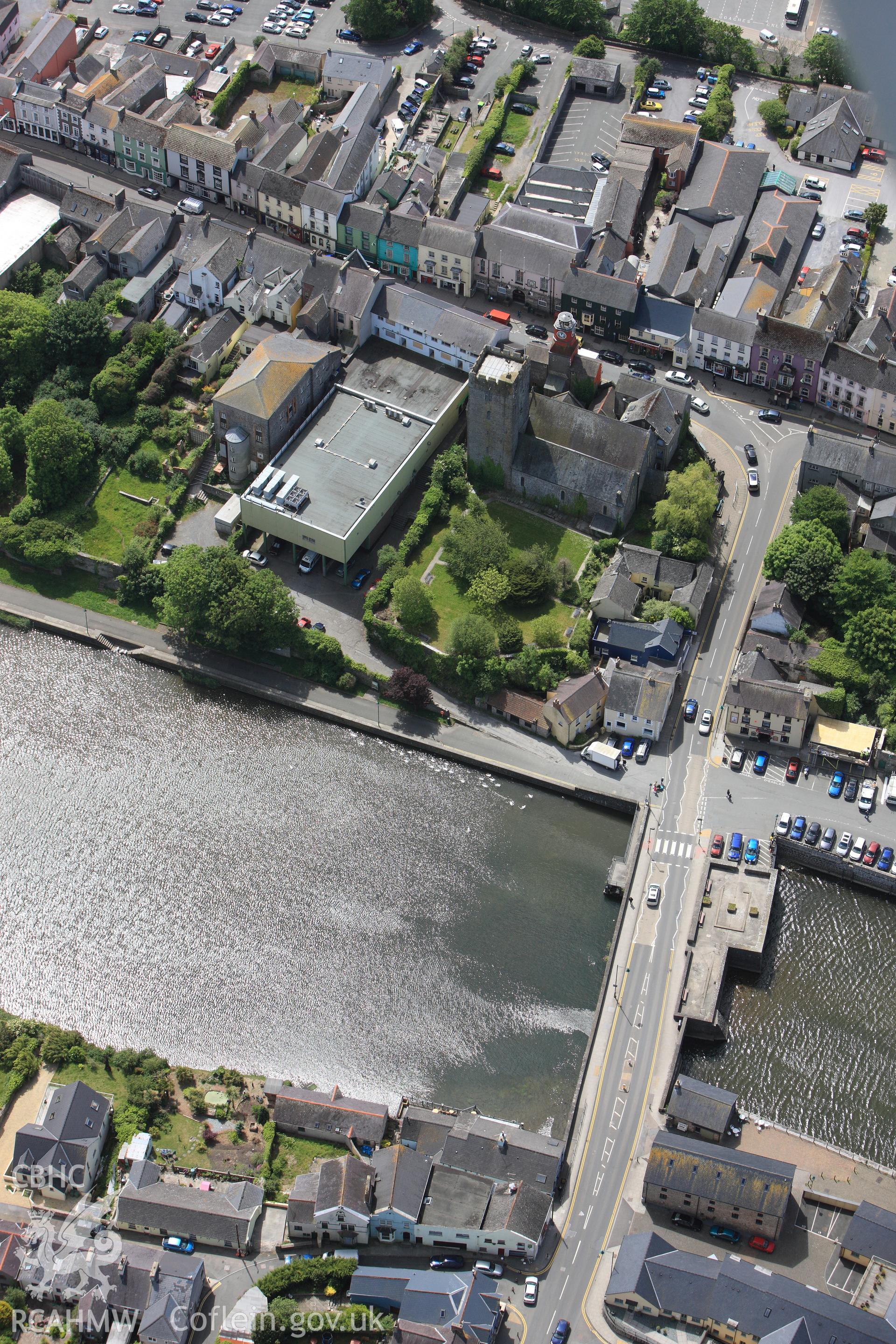 RCAHMW colour oblique photograph of Pembroke town. Taken by Toby Driver on 24/05/2011.