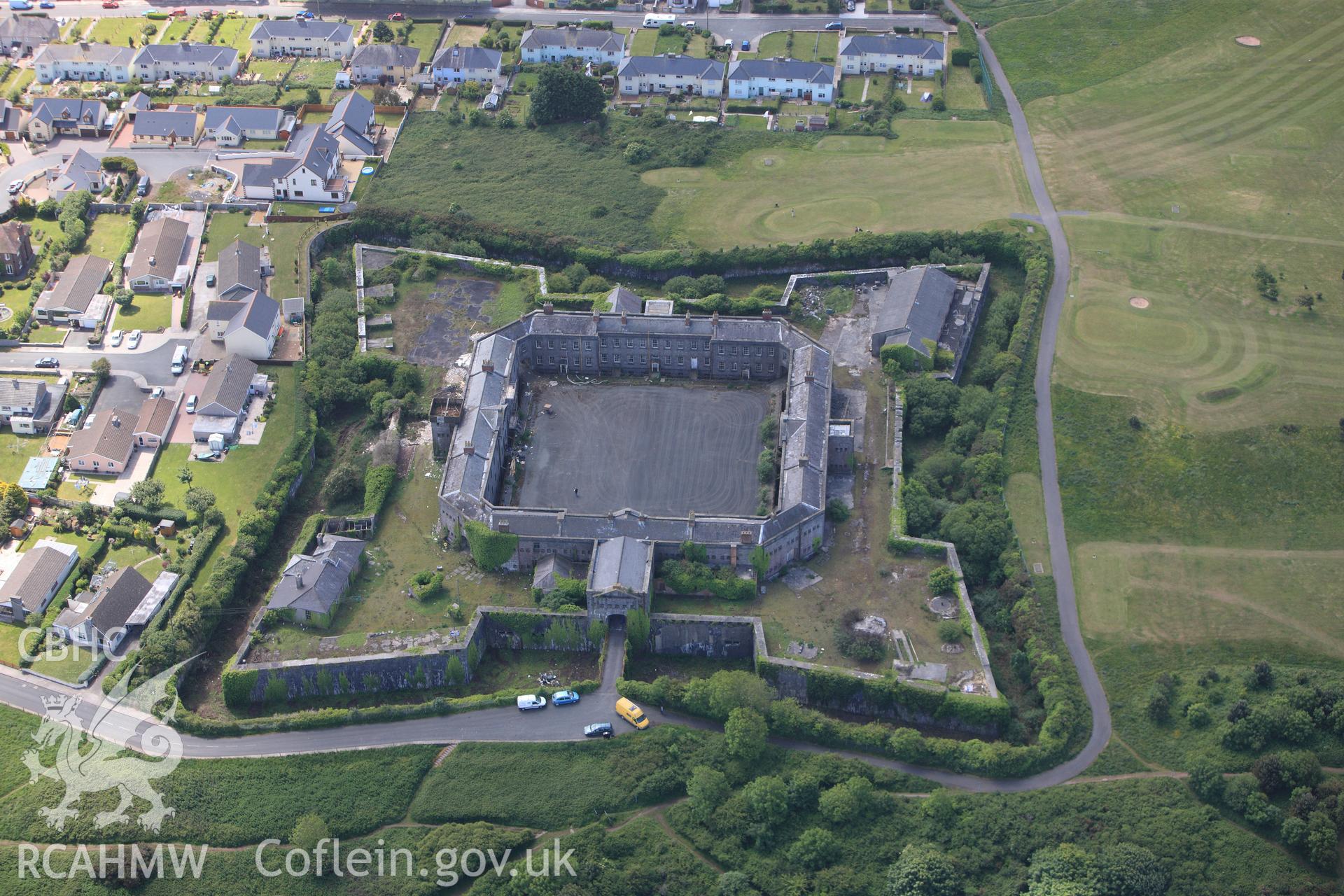 RCAHMW colour oblique photograph of Former defensible barracks, Pembroke Dock. Taken by Toby Driver on 24/05/2011.