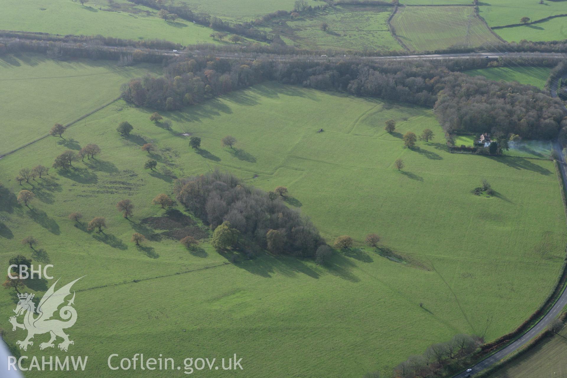 RCAHMW colour oblique photograph of Tregochas, earthworks of field system. Taken by Toby Driver on 17/11/2011.