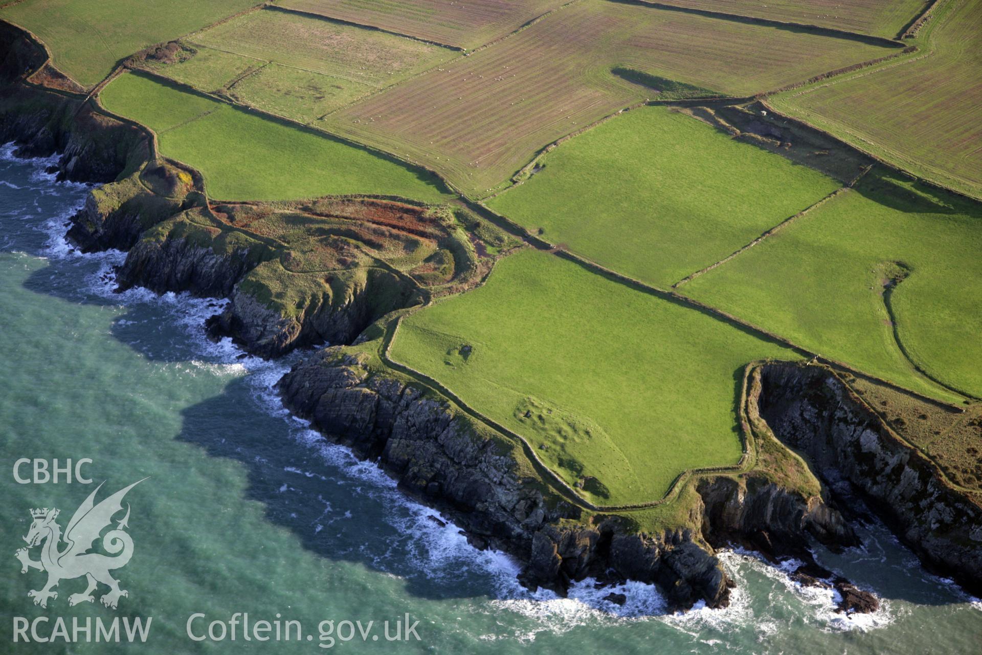 RCAHMW colour oblique photograph of Caer Aber Pwll and Little Aber Pwll, Caerau, viewed from the north-west. Taken by O. Davies & T. Driver on 22/11/2013.