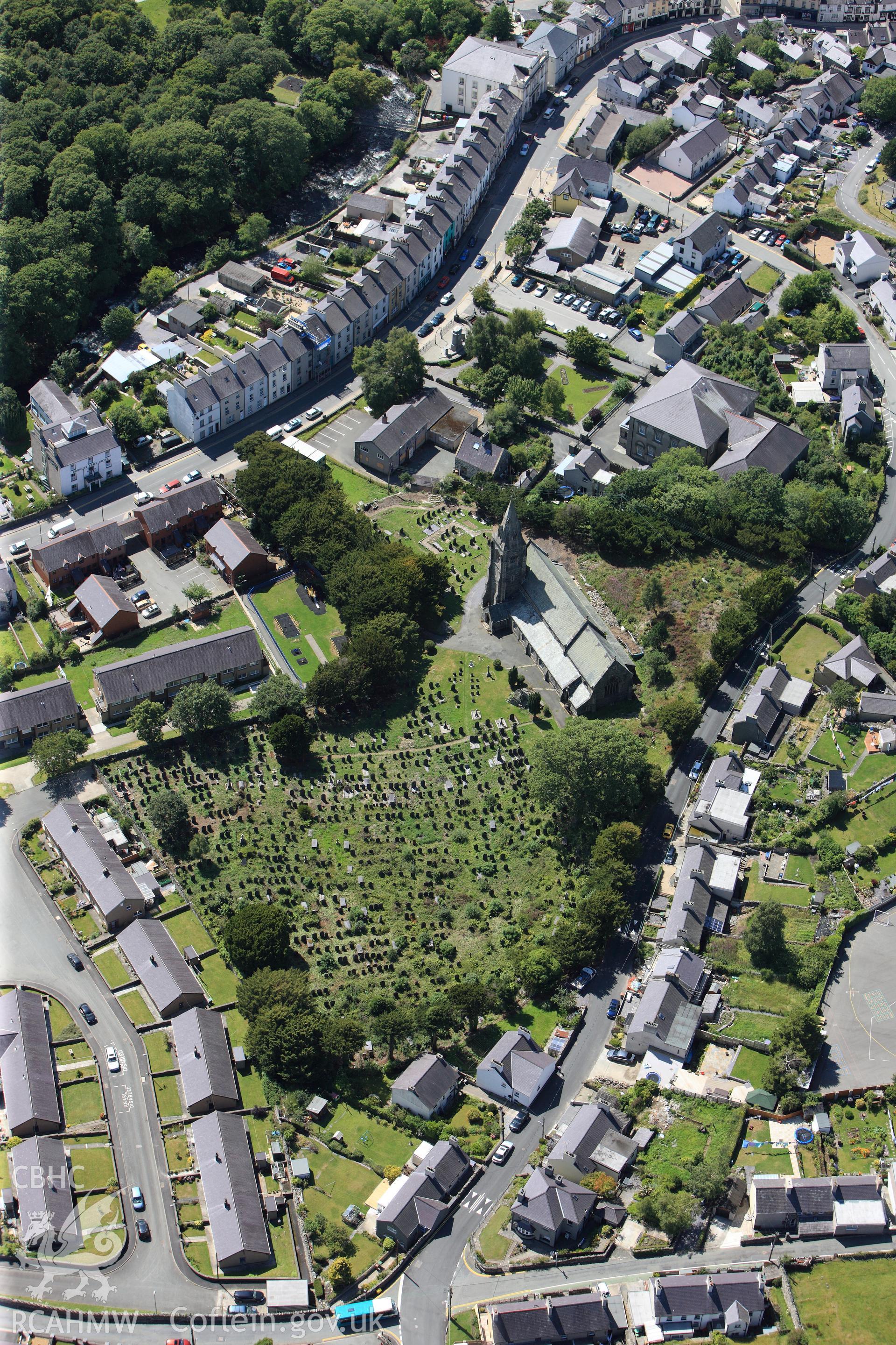 RCAHMW colour oblique photograph of Christ Church Glanogwen. Taken by Toby Driver on 20/07/2011.