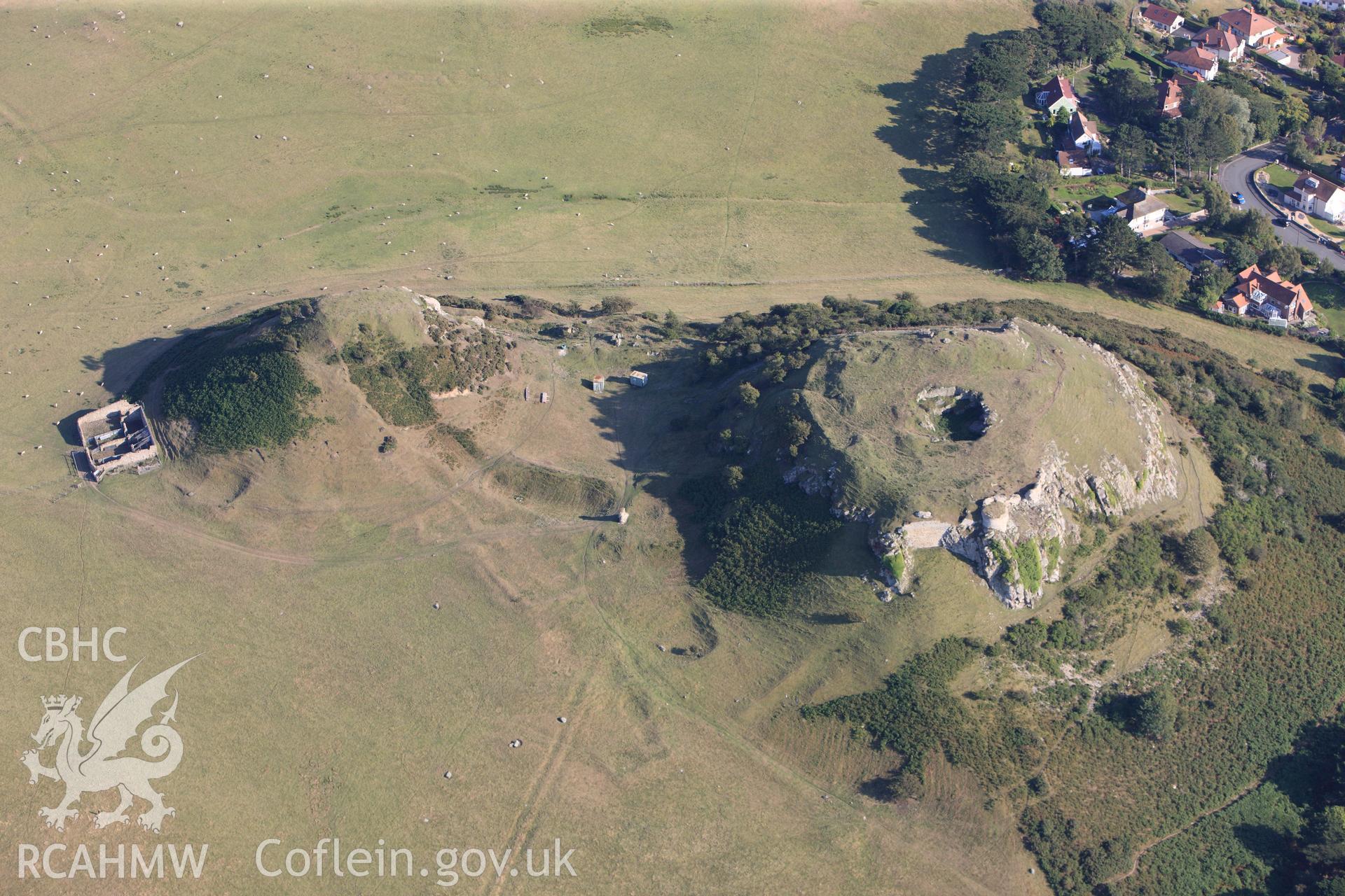 RCAHMW colour oblique photograph of Deganwy Castle. Taken by Toby Driver and Oliver Davies on 27/07/2011.