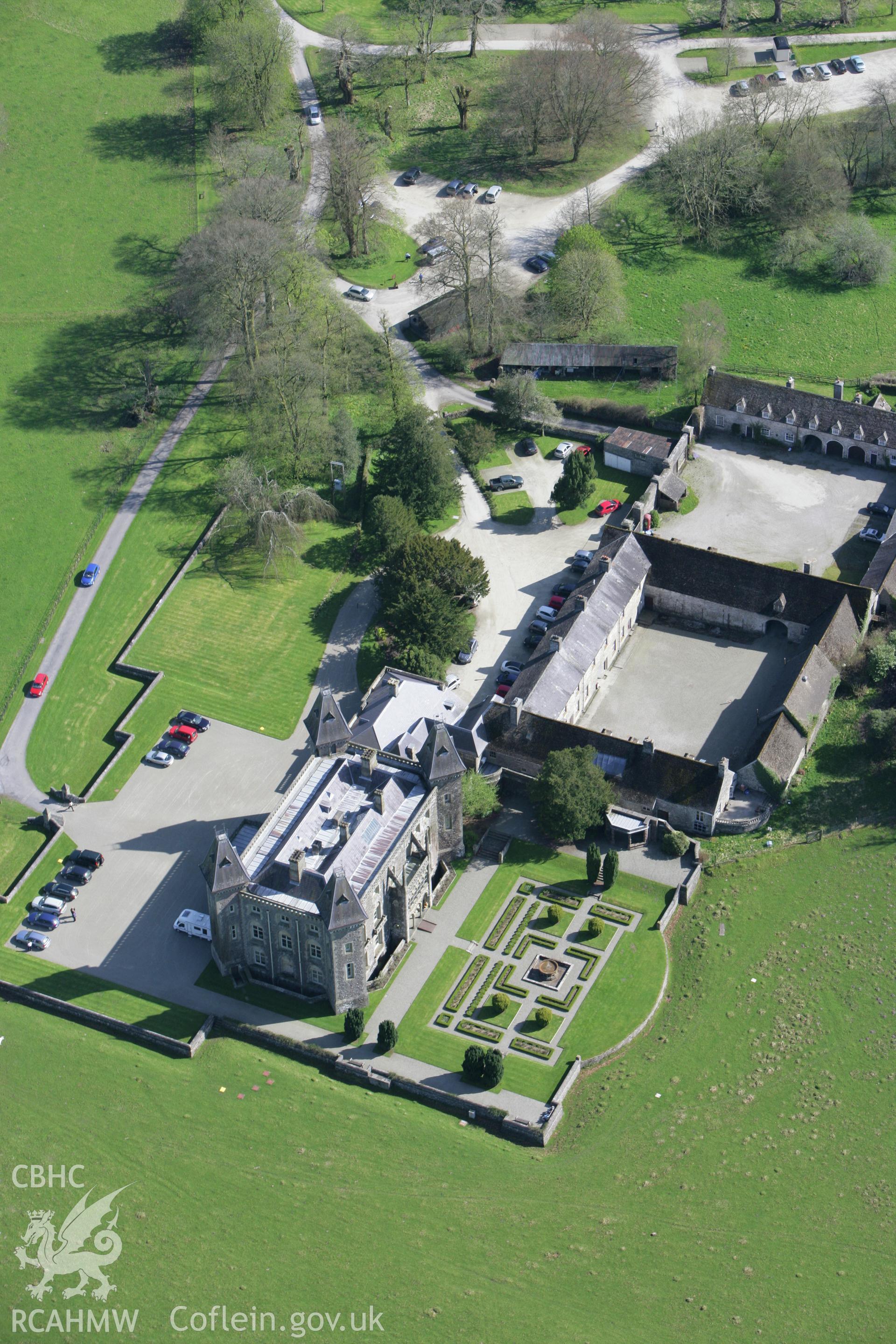 RCAHMW colour oblique photograph of Newton House, Dinefwr. Taken by Toby Driver on 08/04/2011.