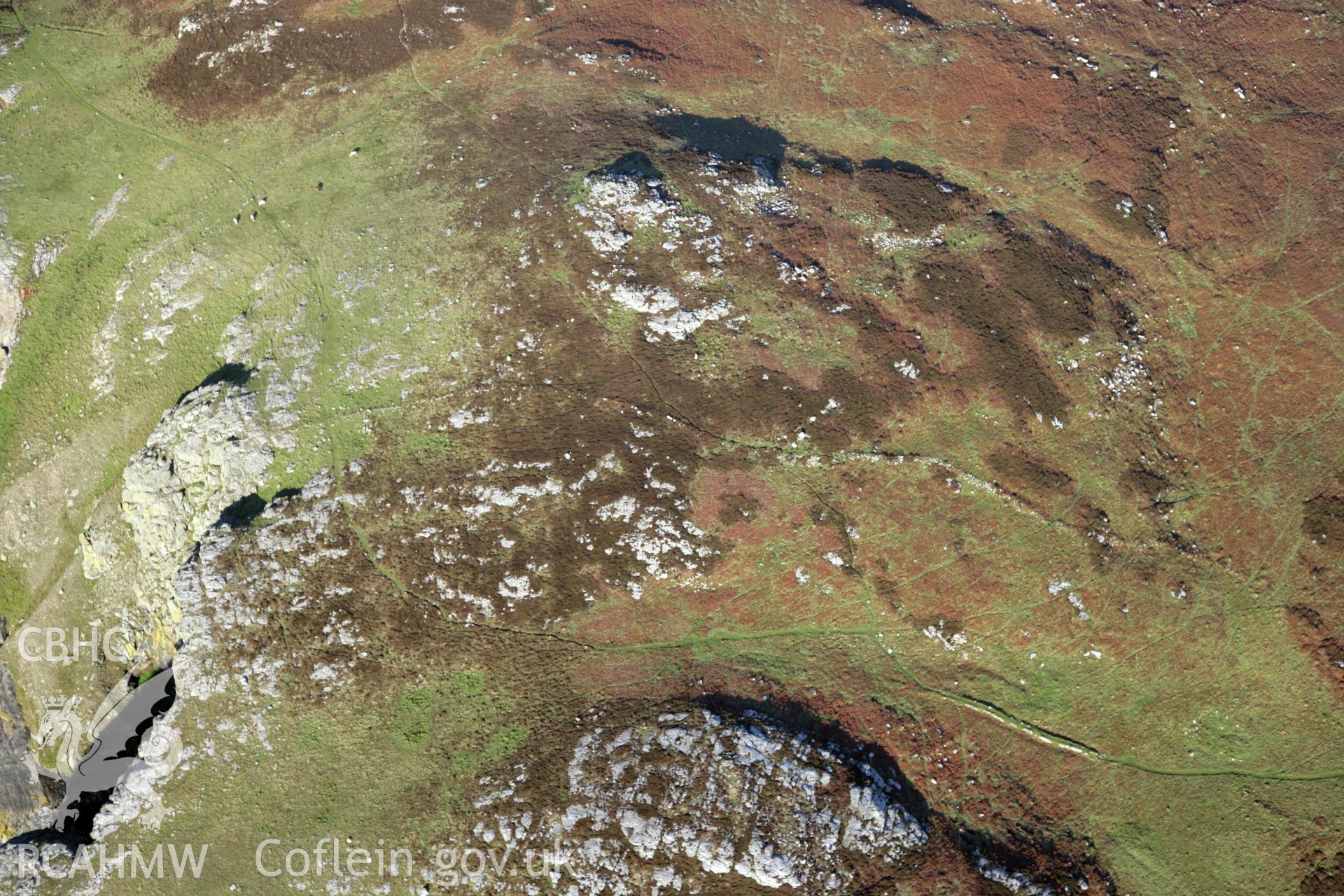 RCAHMW colour oblique photograph of relict field walls, Carn Lundain, Ramsey Island. Taken by O. Davies & T. Driver on 22/11/2013.