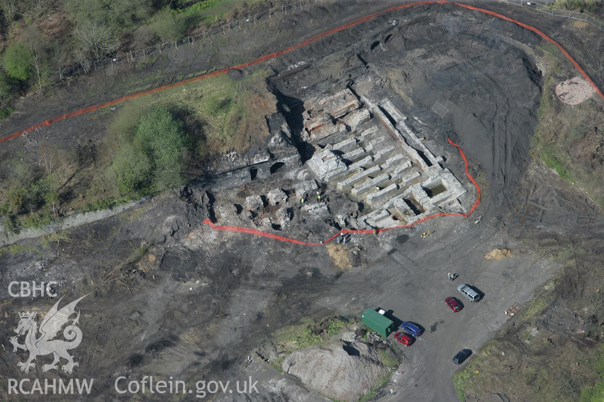 RCAHMW colour oblique photograph of Ystalyfera Iron And Tinplate Works. Taken by Toby Driver on 08/04/2011.