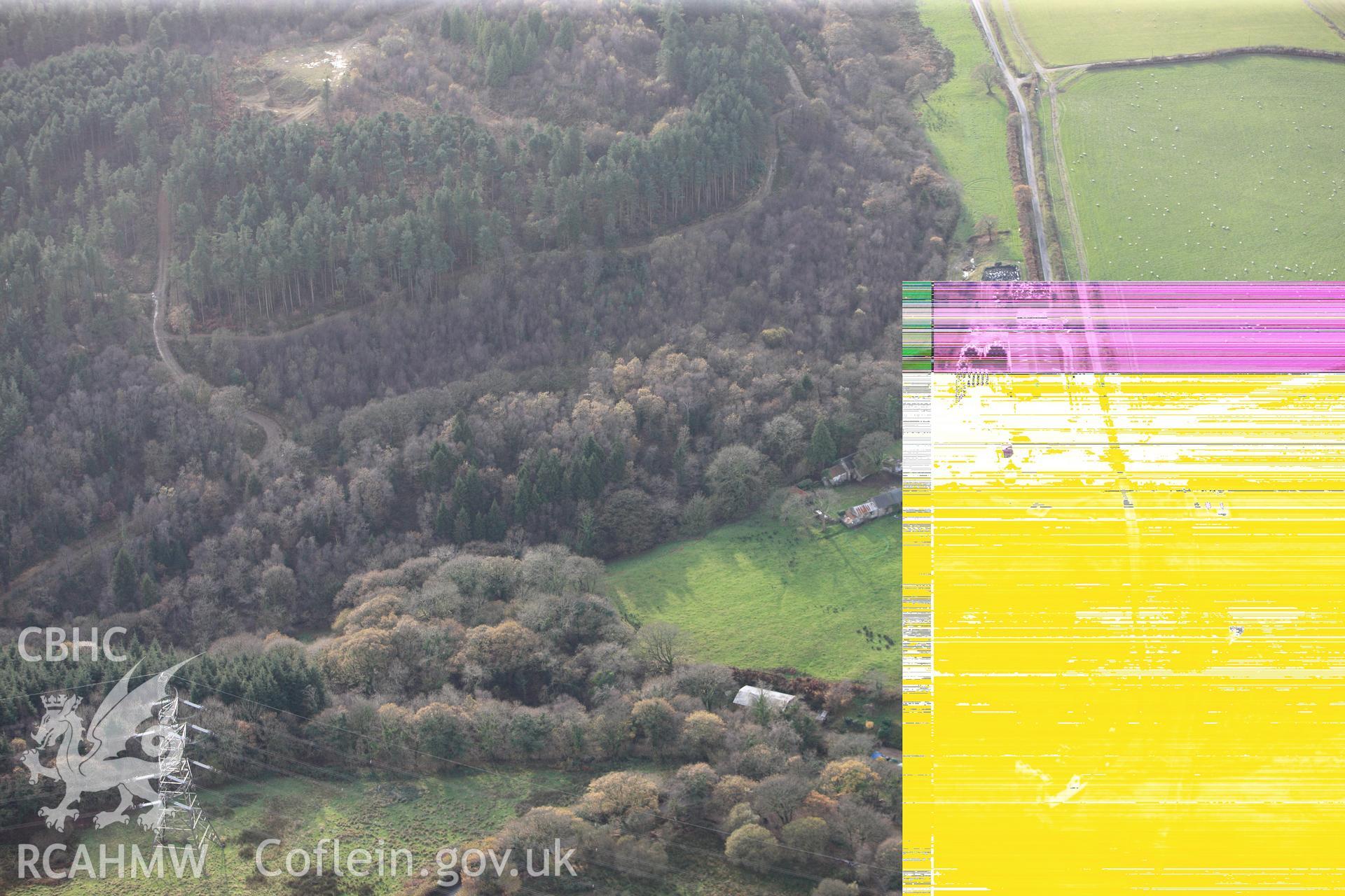 RCAHMW colour oblique photograph of Llangynwyd Castle (damaged frame). Taken by Toby Driver on 17/11/2011.