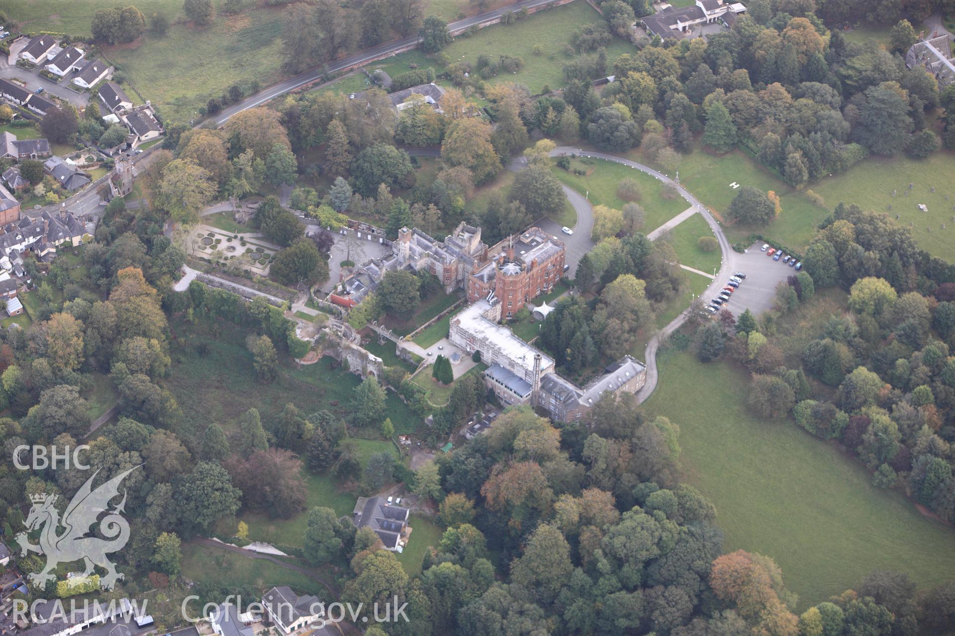 RCAHMW colour oblique photograph of Ruthin Castle. Taken by Toby Driver on 04/10/2011.