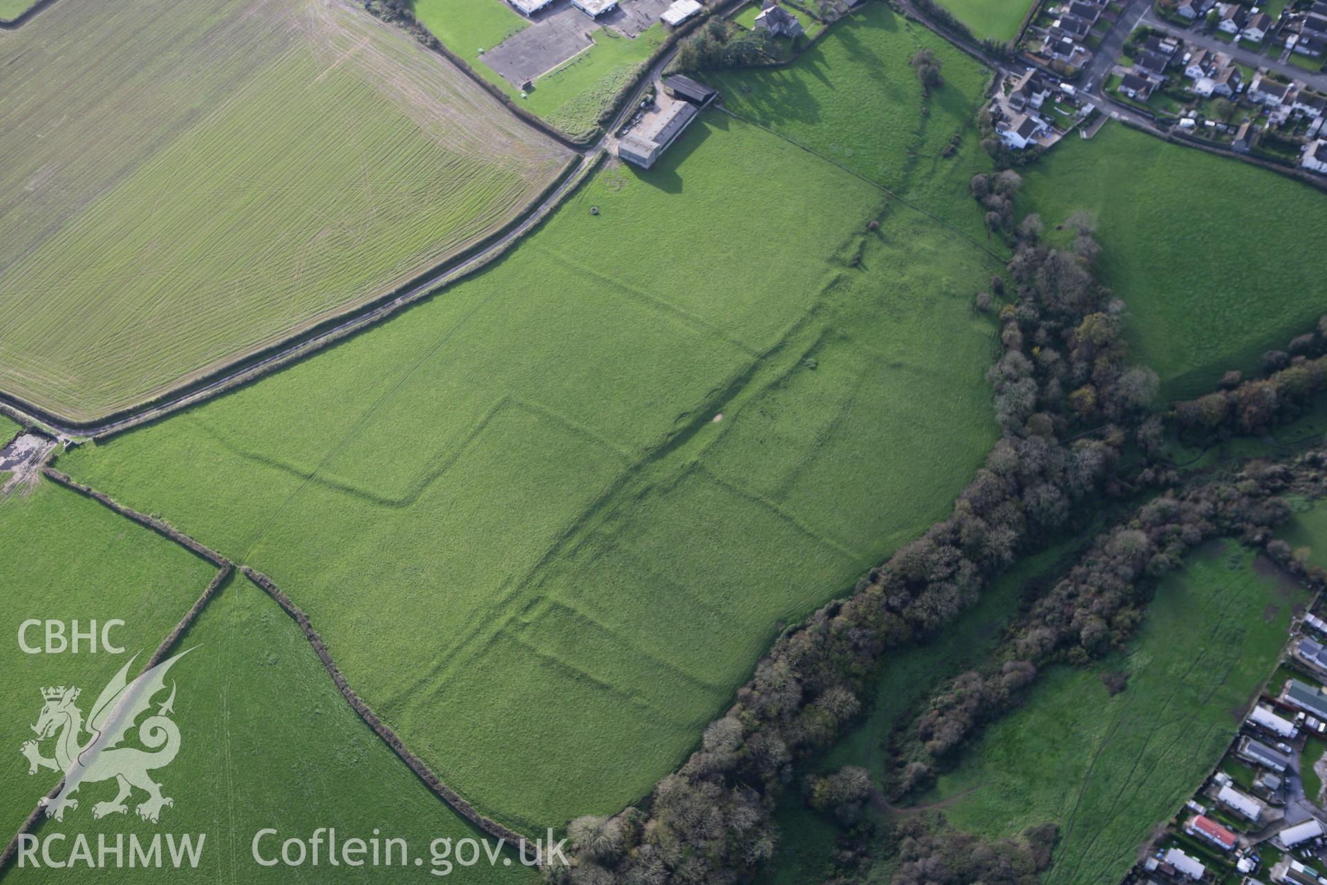 RCAHMW colour oblique photograph of St Athan, village earthworks. Taken by Toby Driver on 17/11/2011.