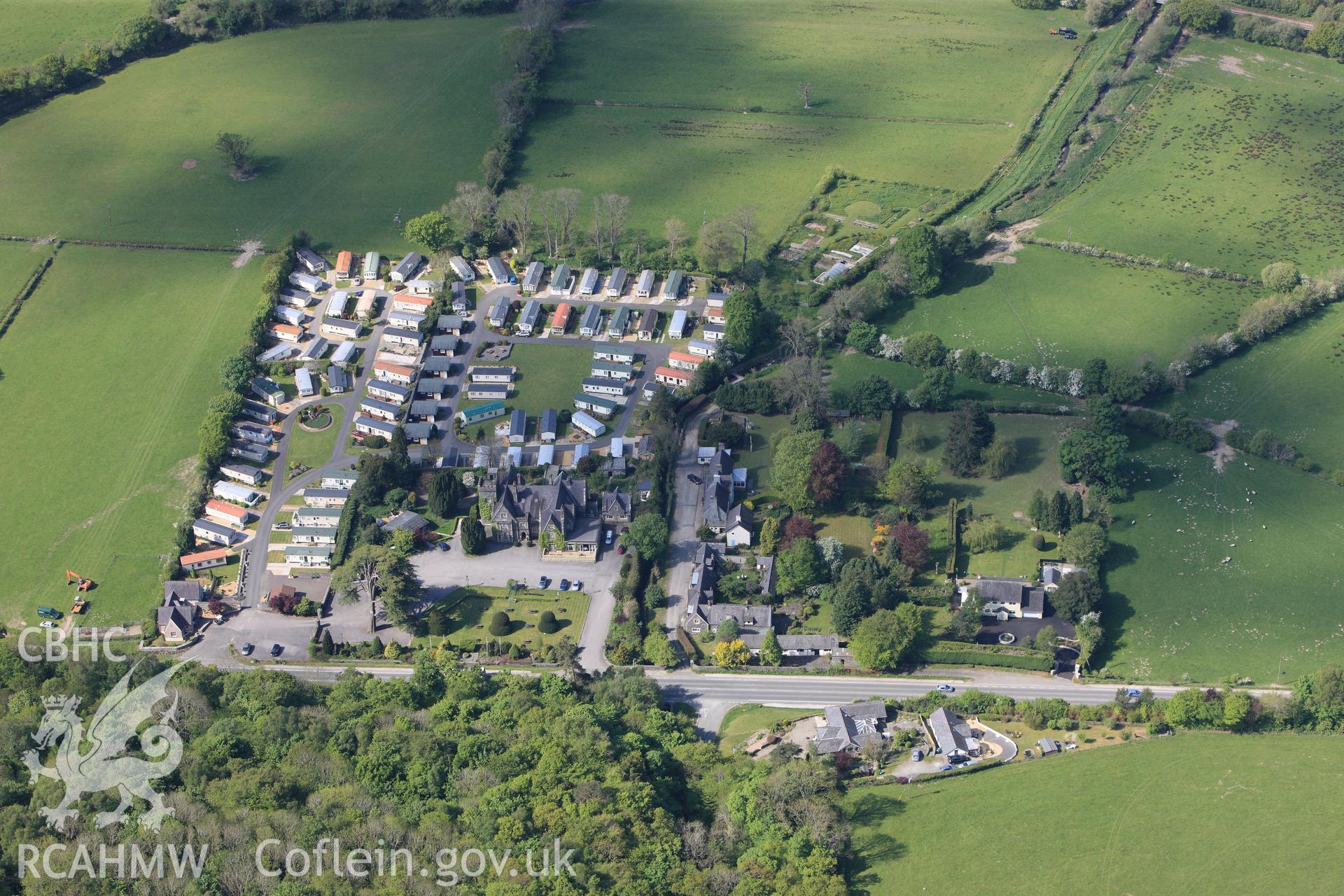 RCAHMW colour oblique photograph of the site of Maenan Abbey. Taken by Toby Driver on 03/05/2011.