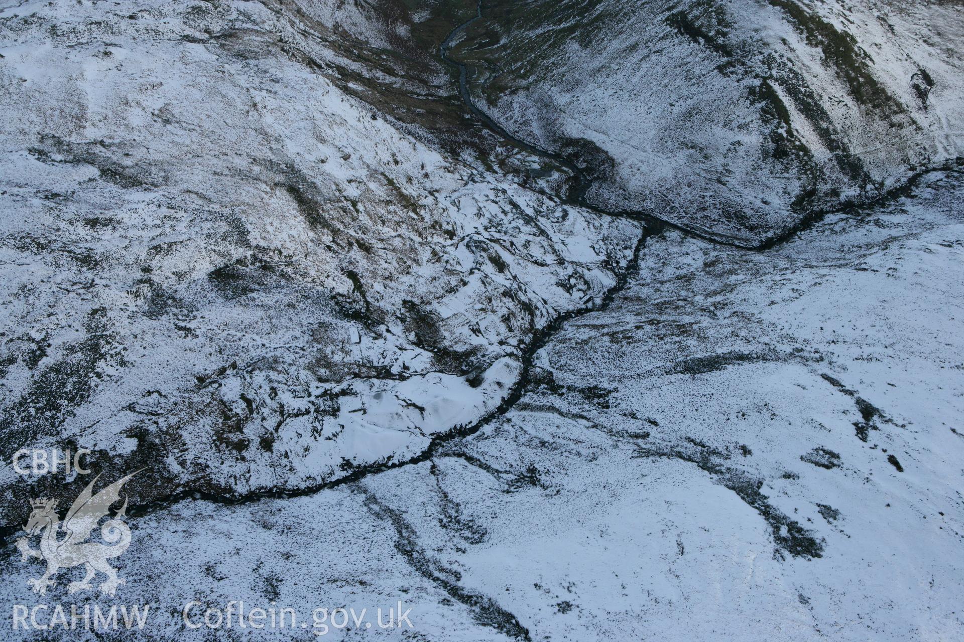 RCAHMW colour oblique photograph of Nant-y-Garw lead mine. Taken by Toby Driver on 18/12/2011.